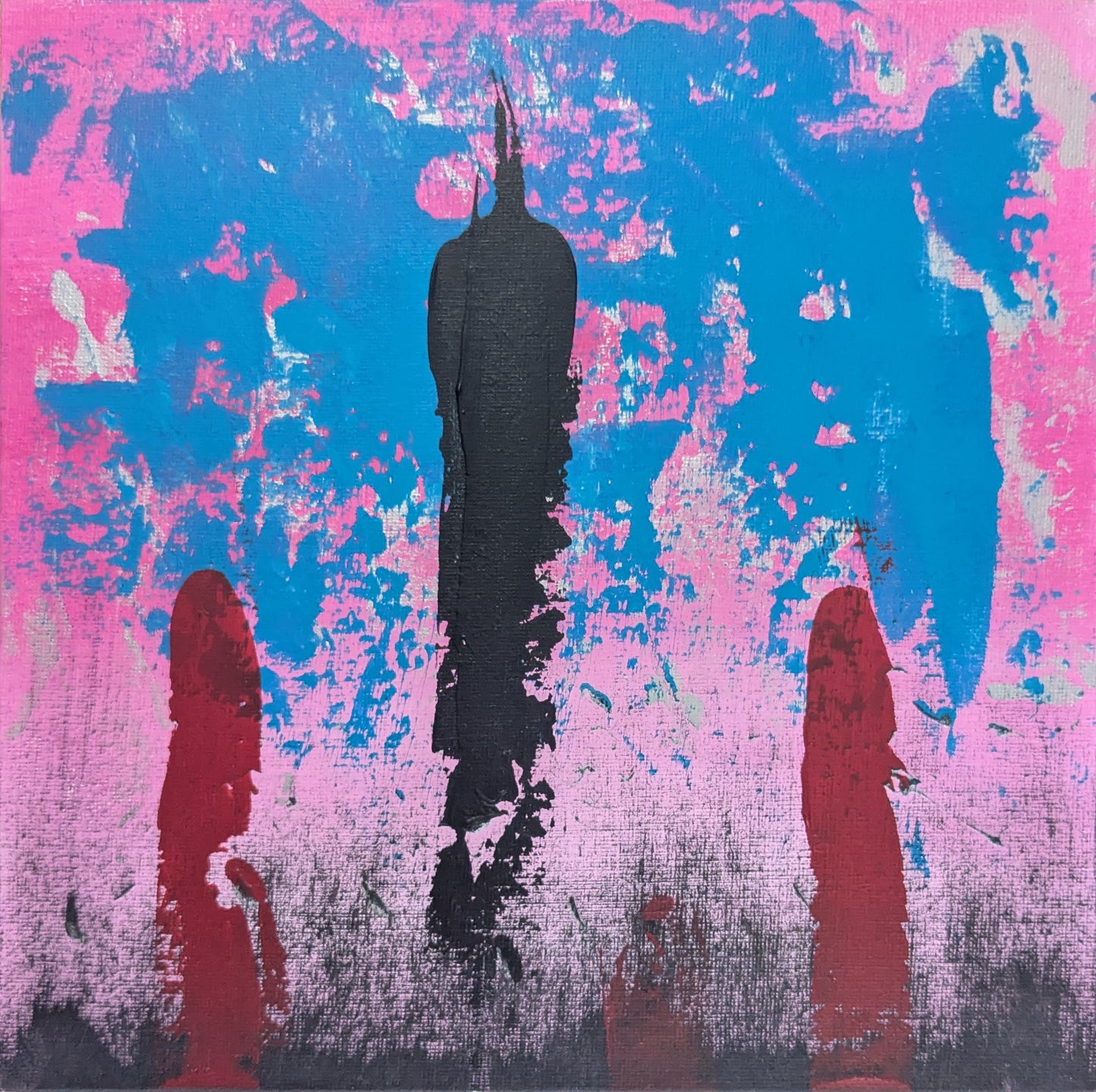 Les trois piliers - peinture acrylique originale 25x25cm (2025)