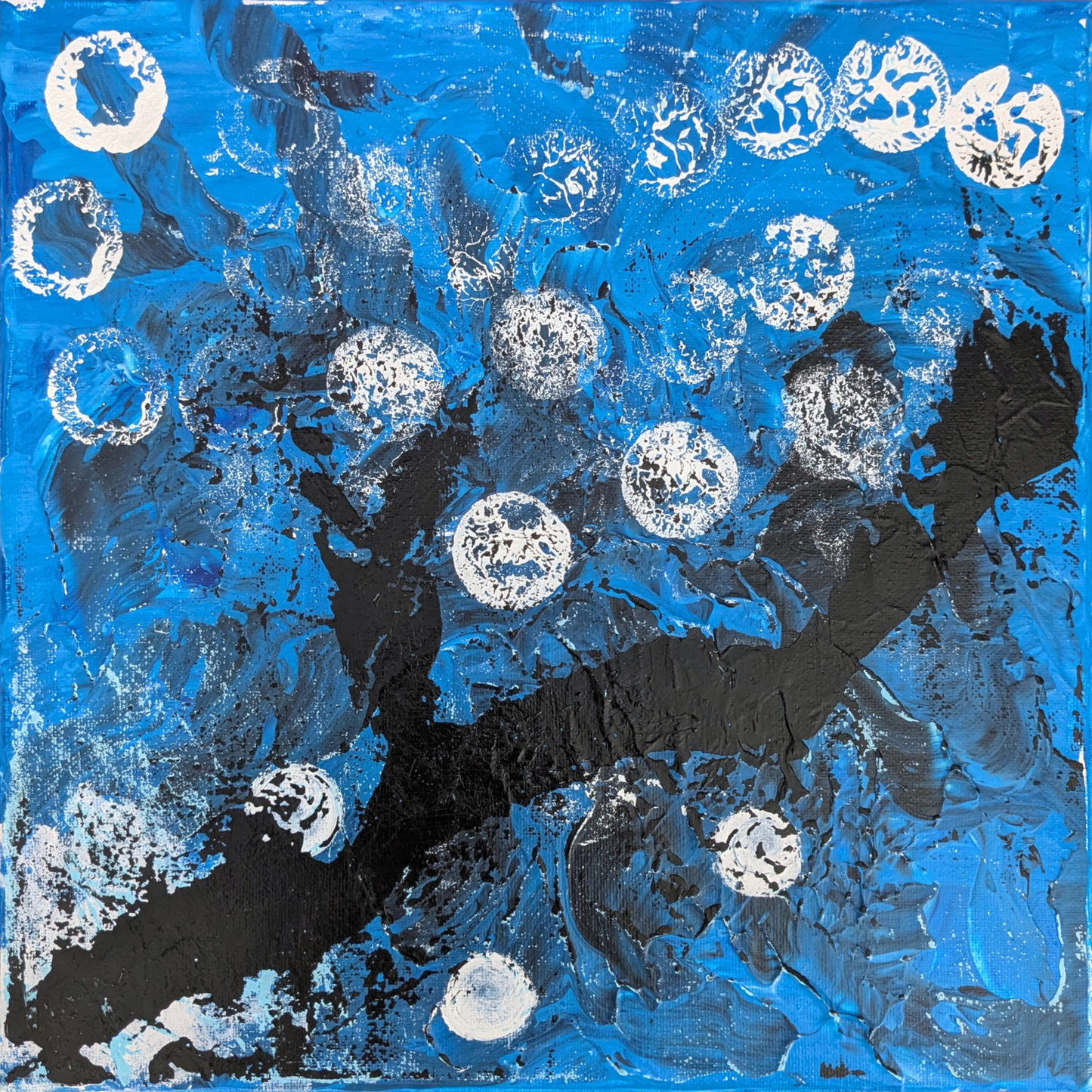 Branche nocturne - peinture acrylique originale 30x30cm (2025)