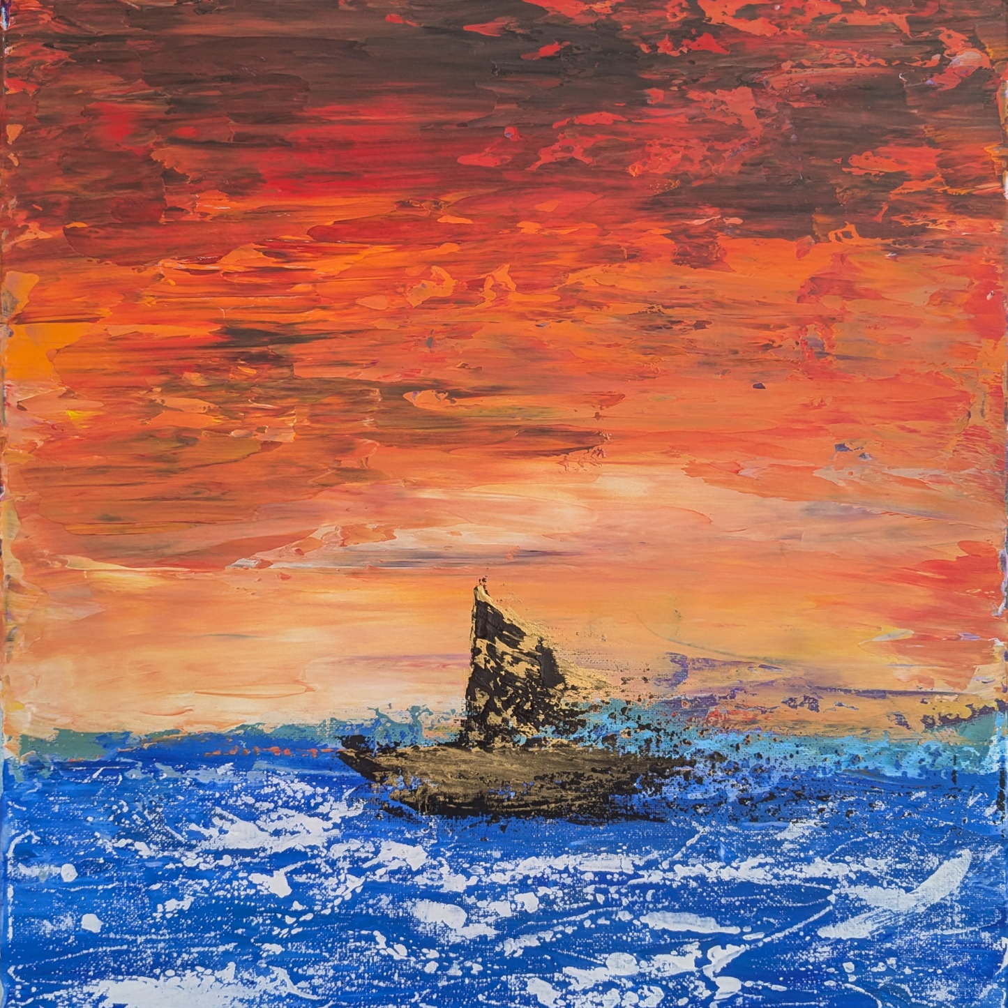 Le bateau sous le ciel - peinture acrylique originale 40x50cm (2025)