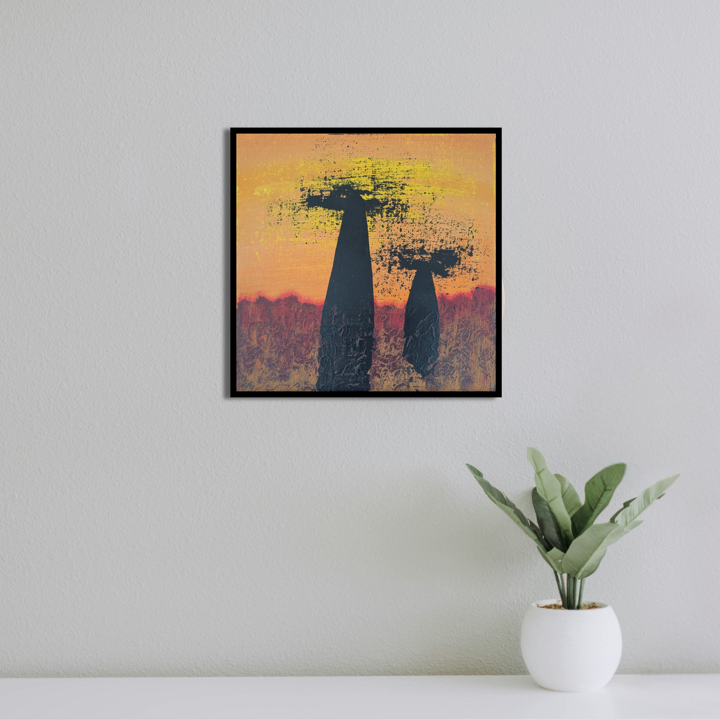 Les deux baobabs - peinture acrylique originale 25x25cm (2025)
