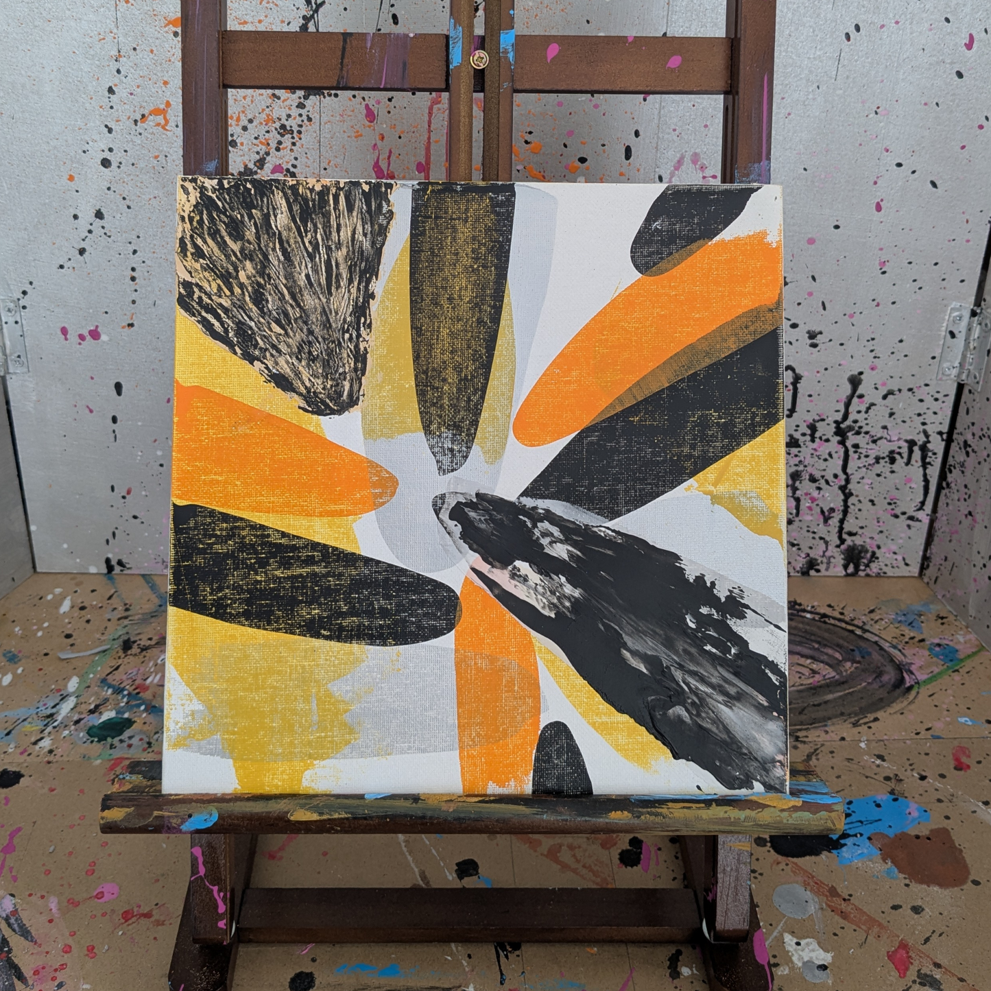 La réunion des poissons - peinture acrylique originale 25x25cm (2025)