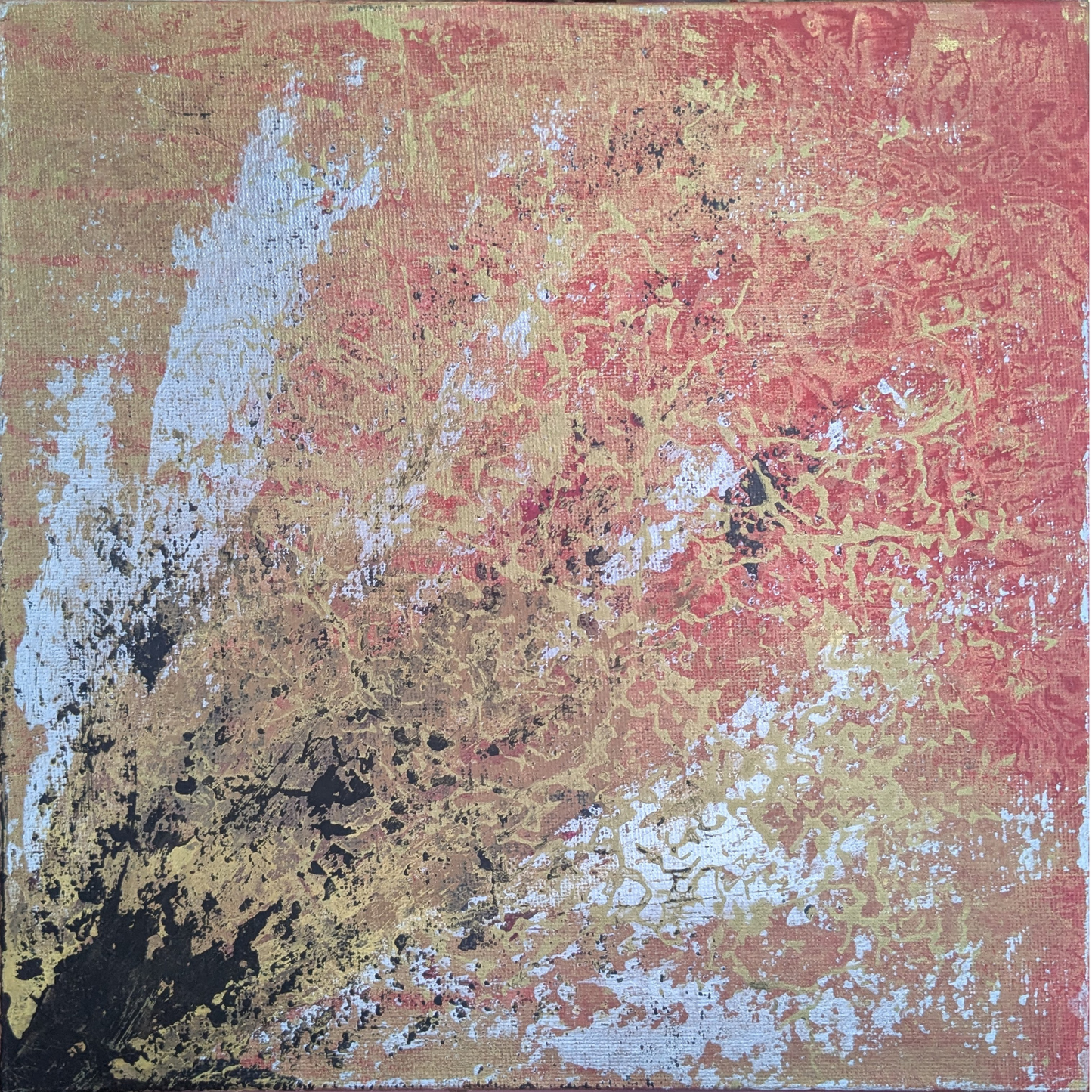 Irruption dorée - peinture acrylique originale 25x25cm (2025)