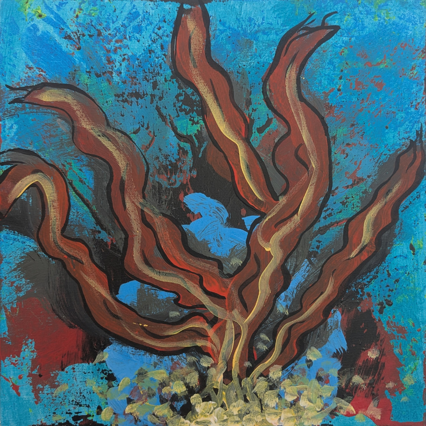 Flamme dansante - peinture acrylique originale 25x25cm (2025)