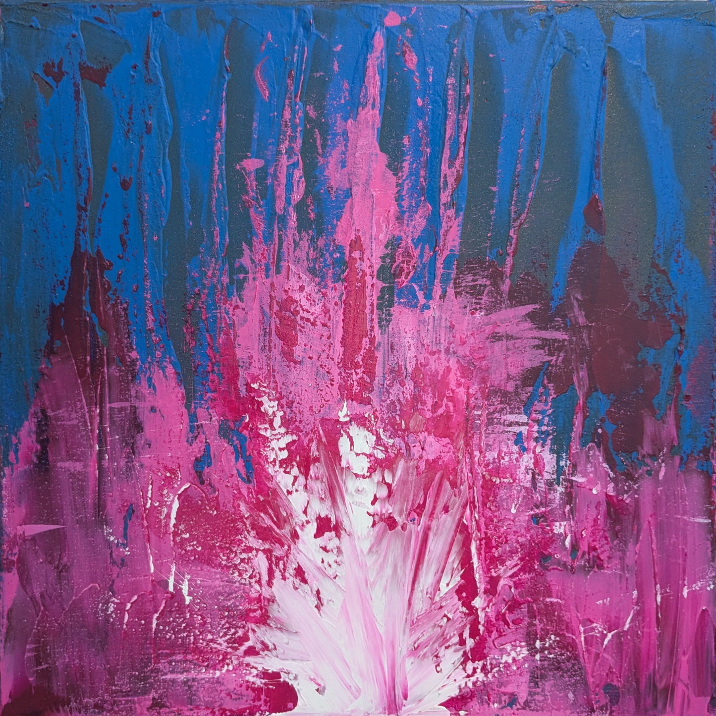 La grande fleur rose - peinture acrylique originale 40x40cm (2025)