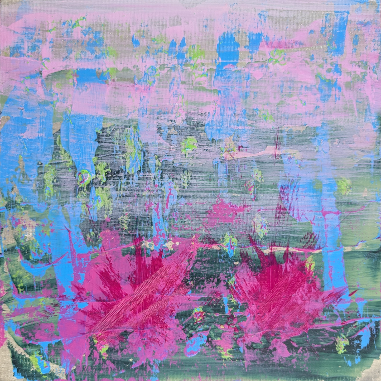 Les deux fleurs de la vie - peinture acrylique originale 25x25cm (2025)