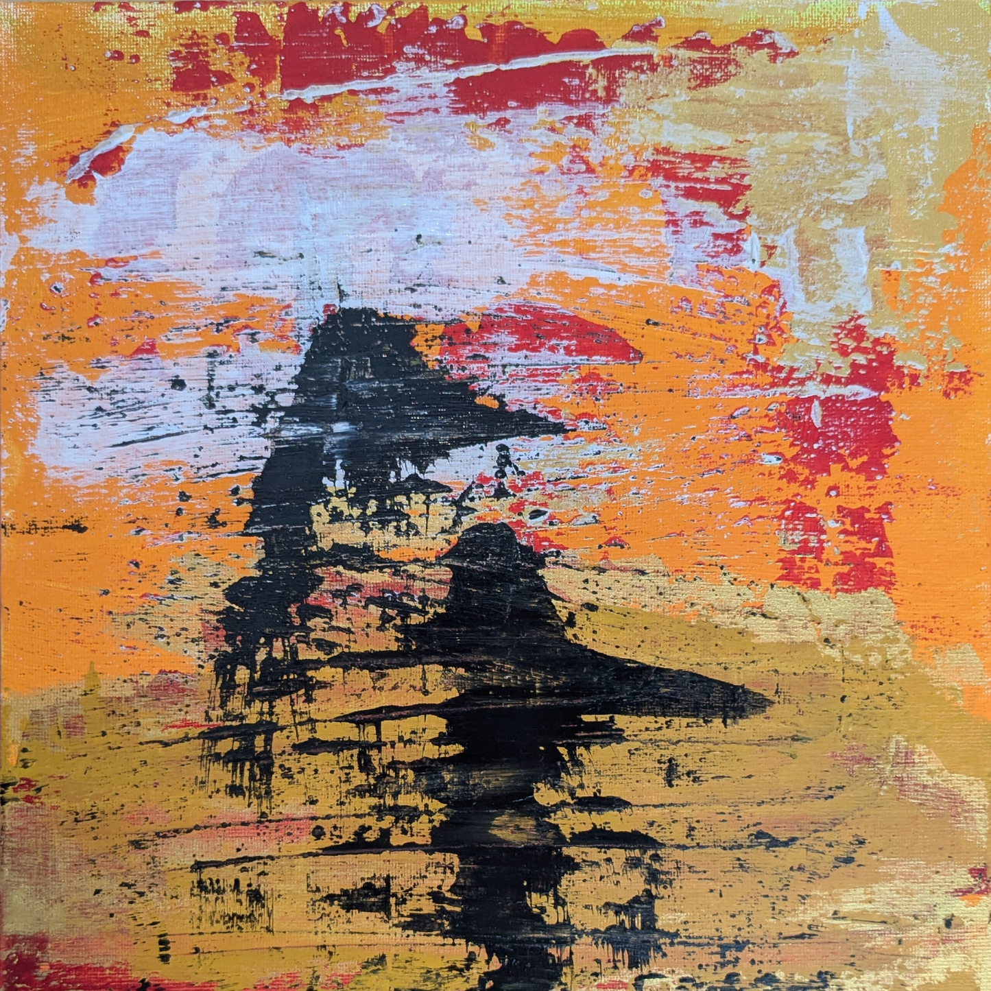 Les ombres sur mars - peinture acrylique originale 25x25cm (2025)