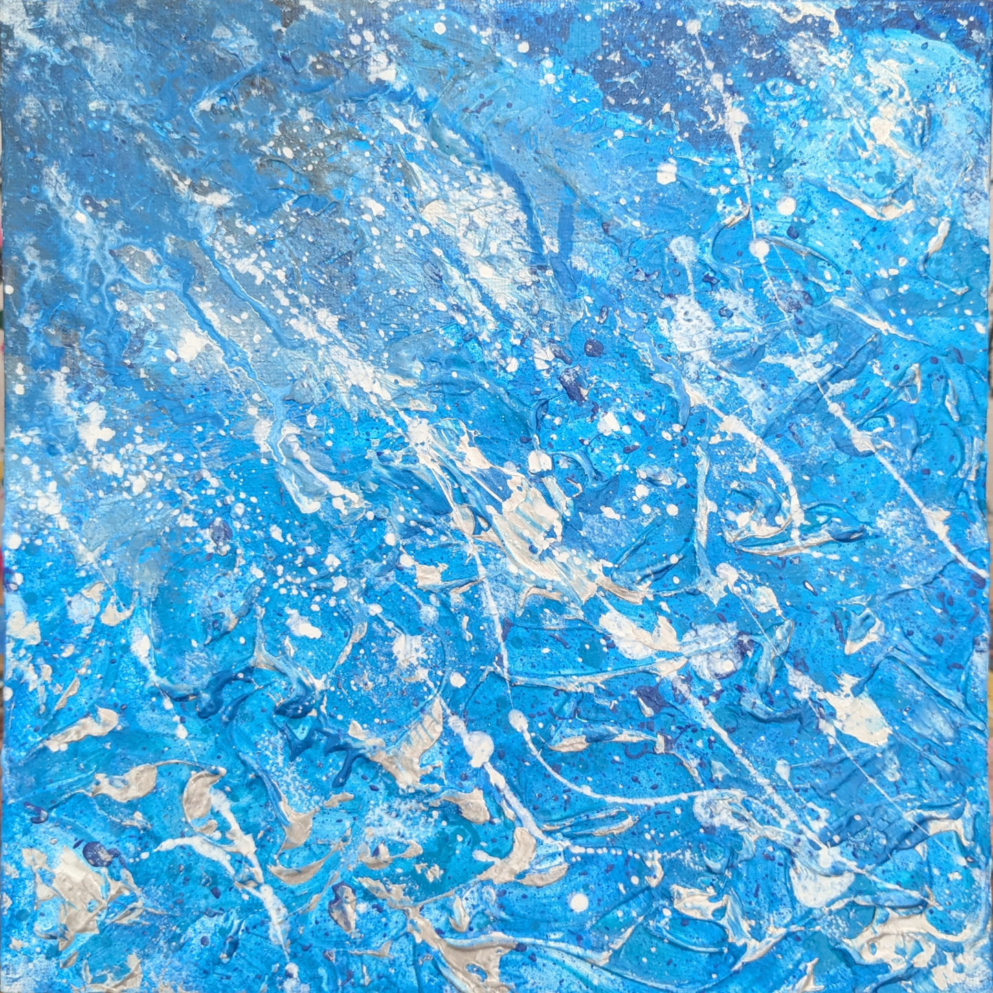Dynamique dans le bleu - peinture acrylique originale 25x25cm (2025)