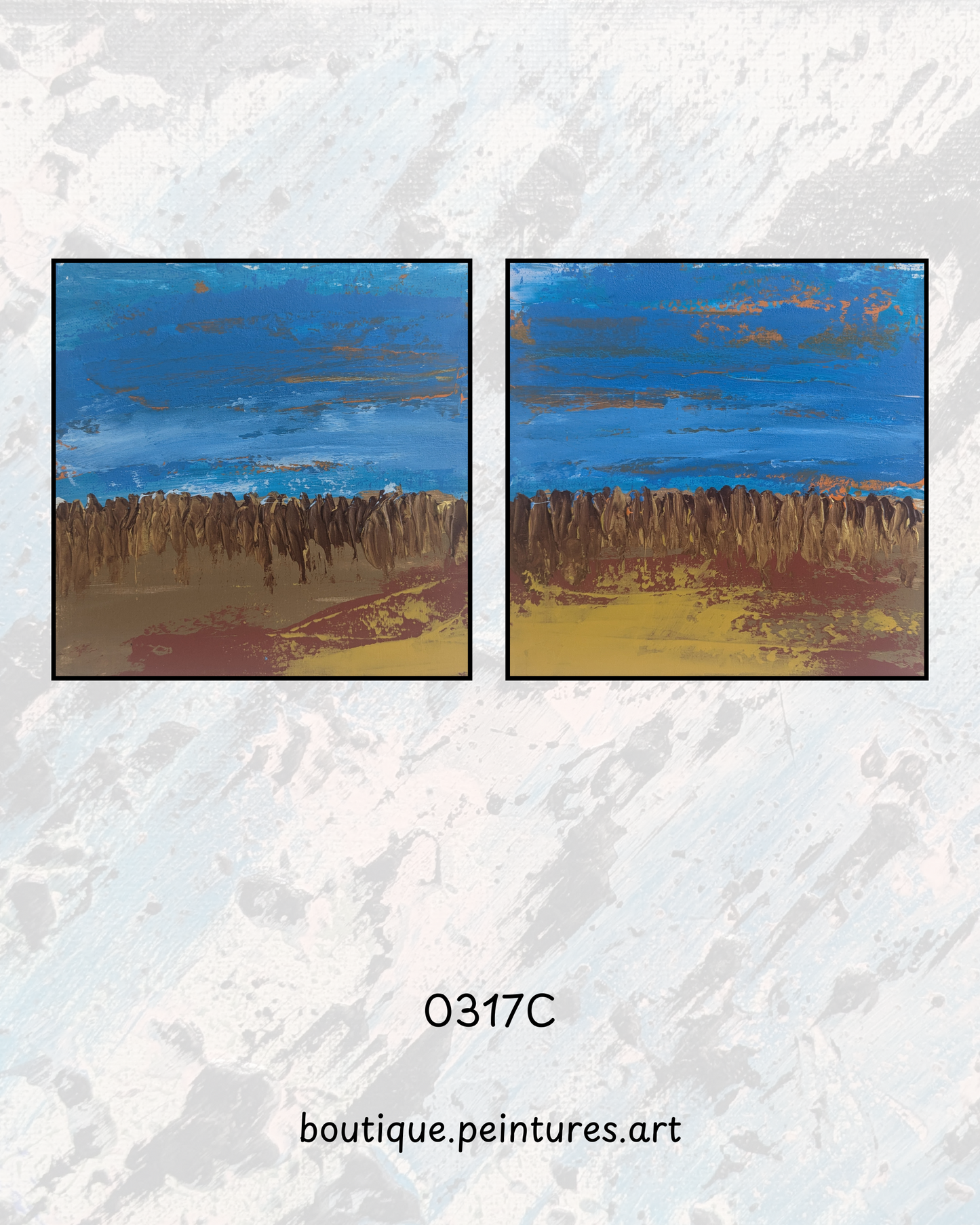 0317C - Diptyque peintures acryliques originales 25x25cm (2025)