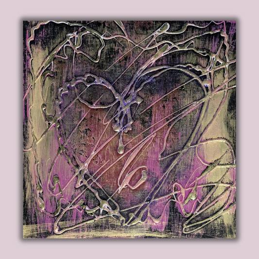 Le coeur emmêlé - peinture acrylique originale 25x25cm (2025)