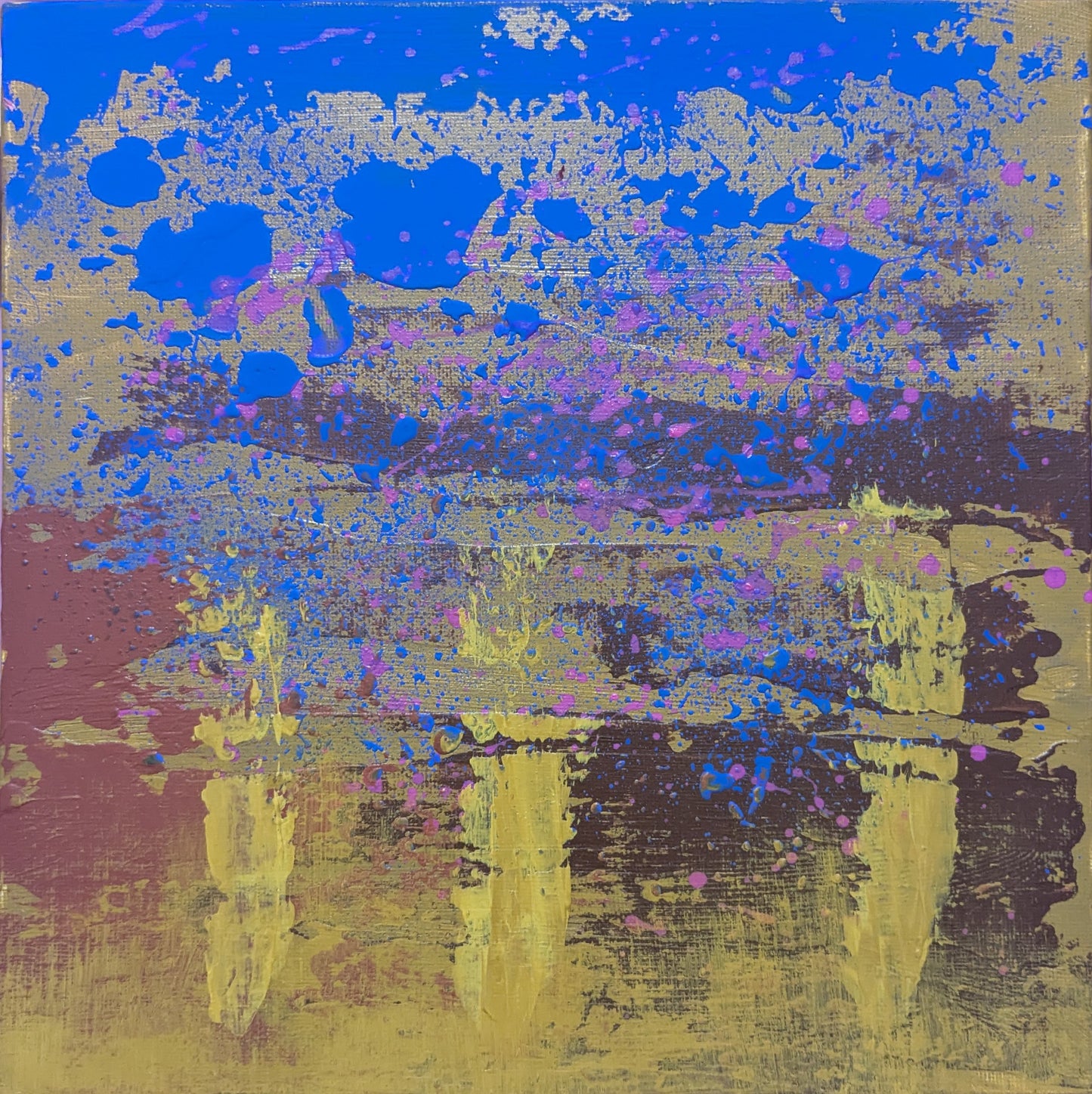 Les trois flammes - peinture acrylique originale 25x25cm (2025)