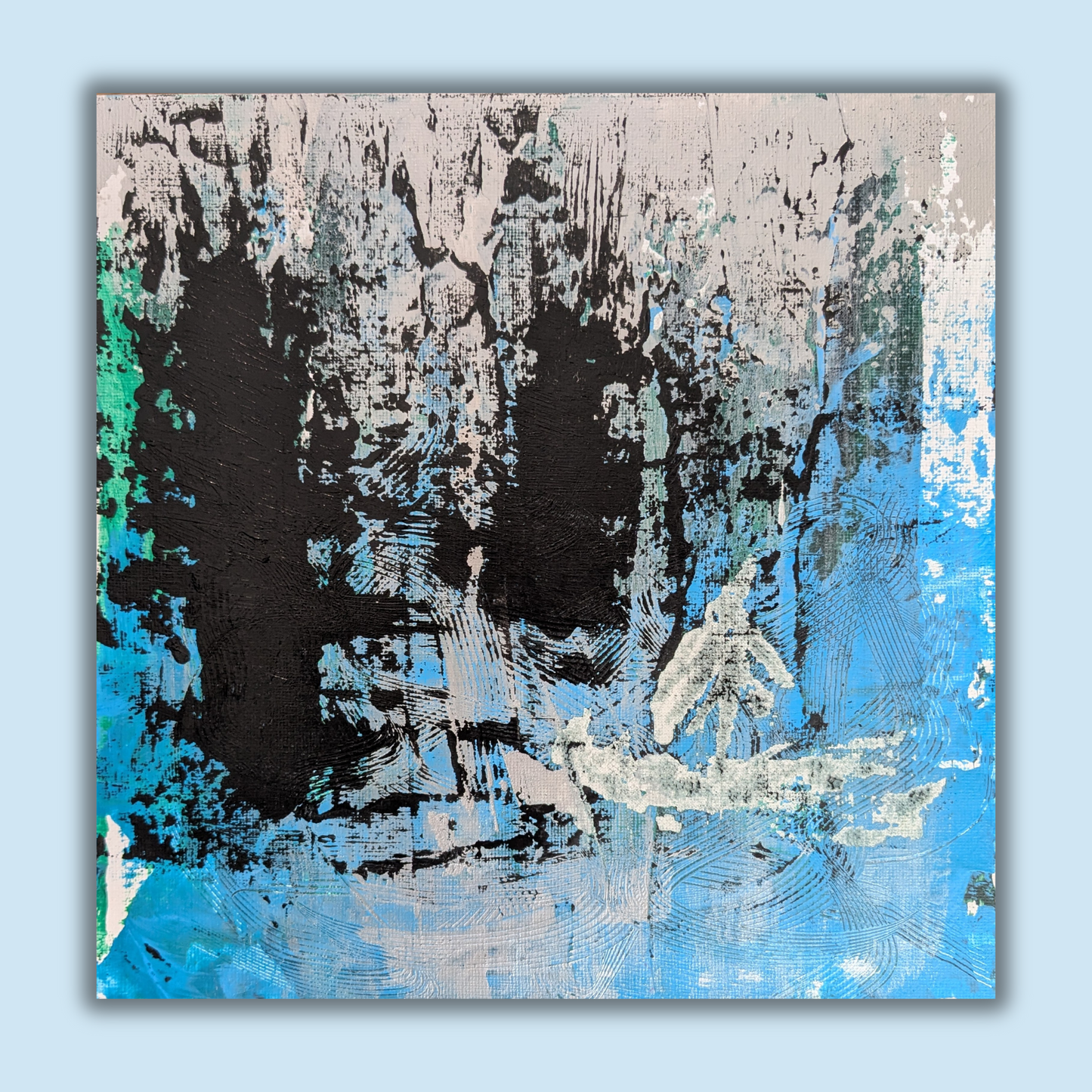 La barque vers la nuit - peinture acrylique originale 25x25cm (2025)