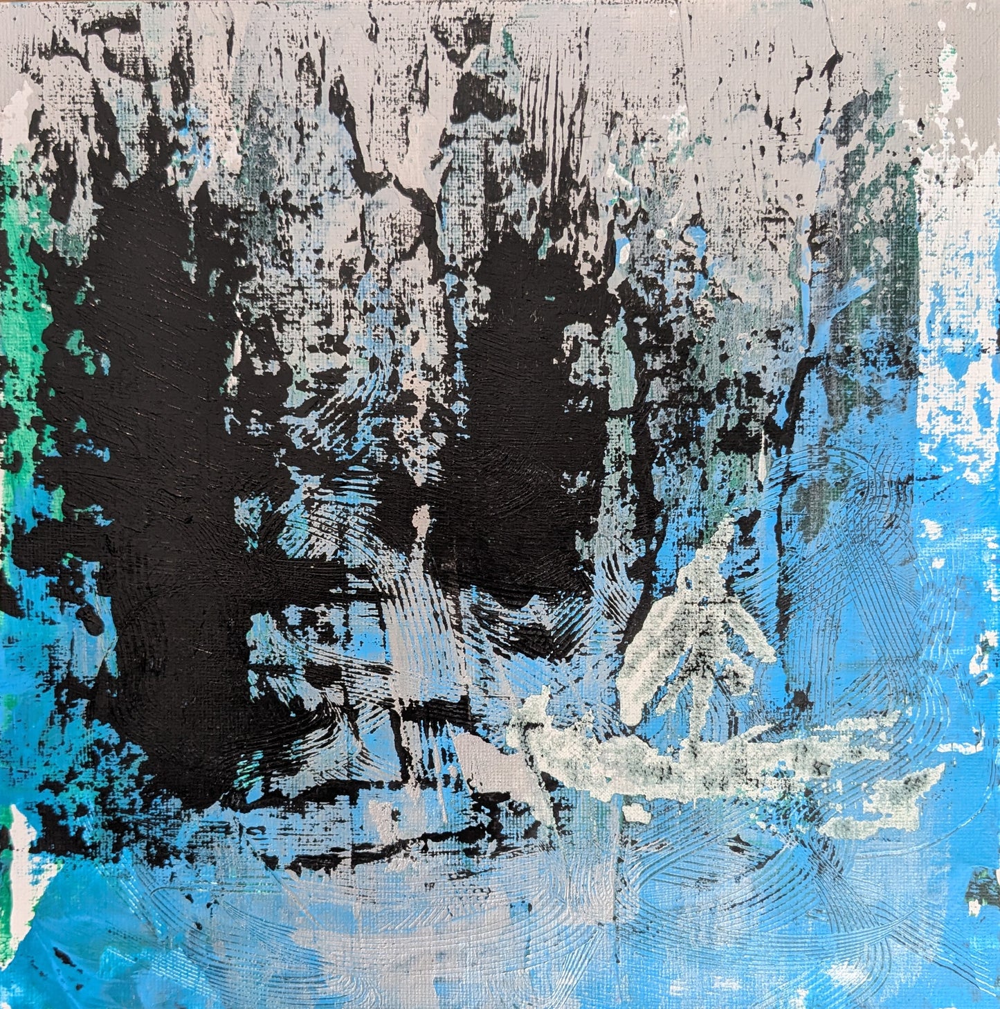 La barque vers la nuit - peinture acrylique originale 25x25cm (2025)