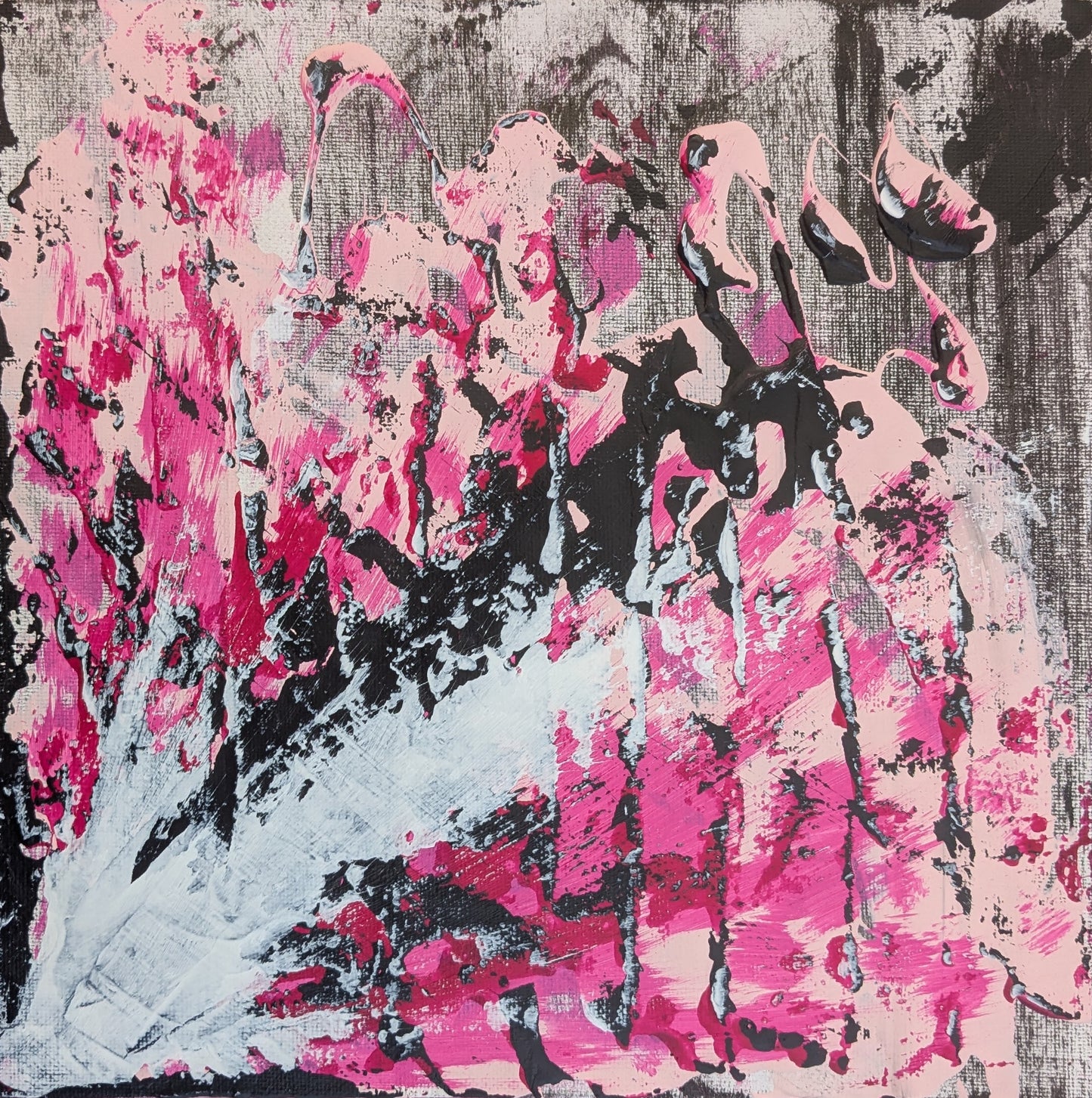 Le groupe des flamants roses - peinture acrylique originale 25x25cm (2025)