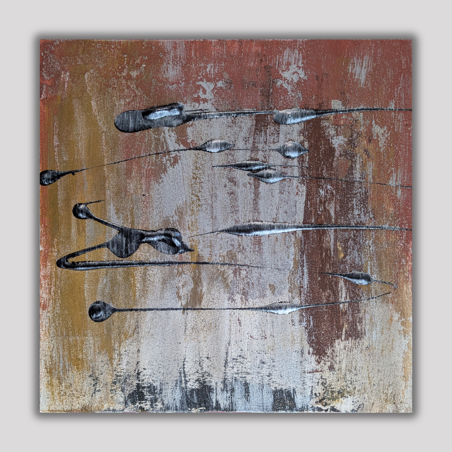 La ligne des vaisseaux spatiaux - peinture acrylique originale 25x25cm (2025)