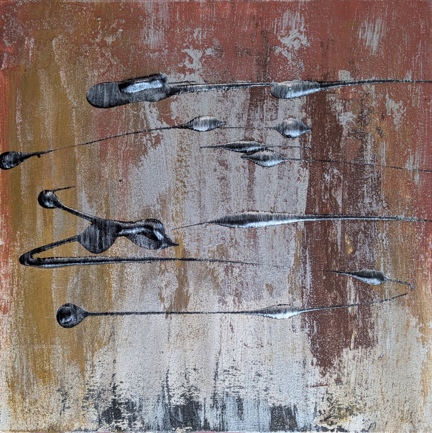 La ligne des vaisseaux spatiaux - peinture acrylique originale 25x25cm (2025)