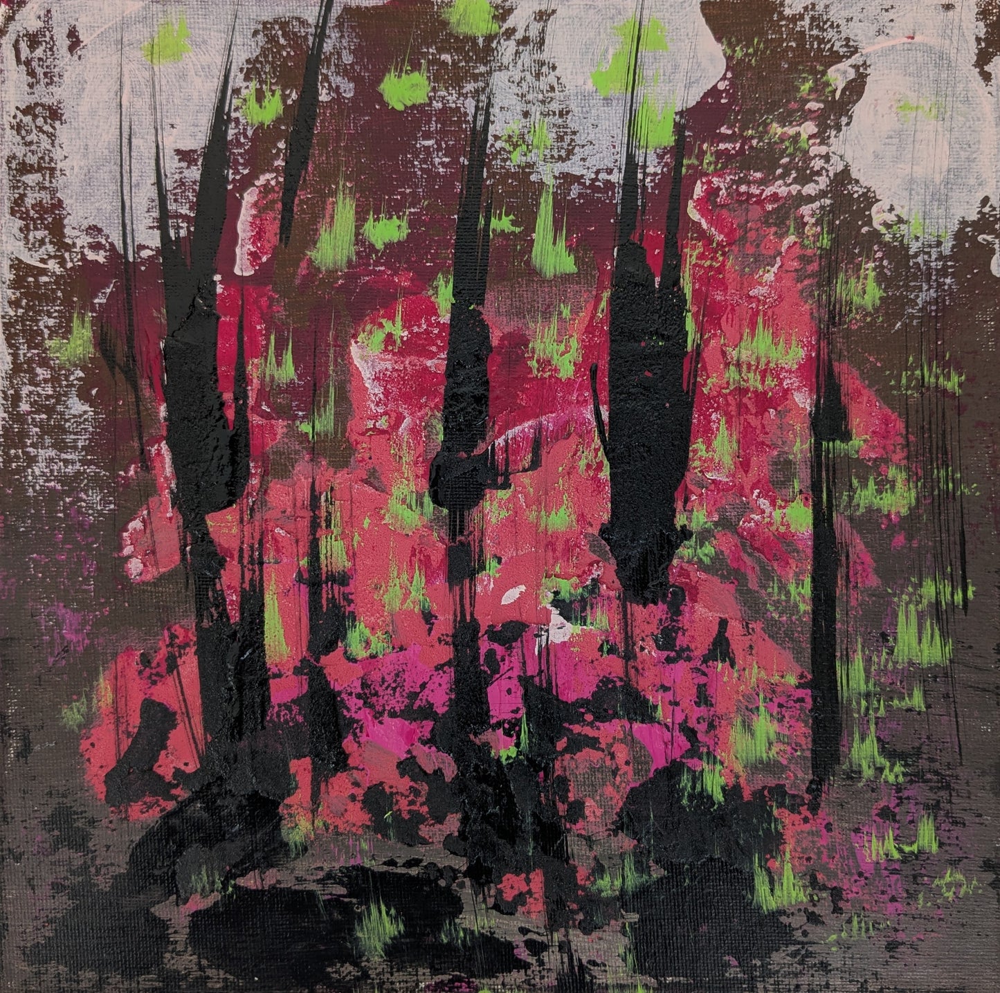 Le jardin des magiciens - peinture acrylique originale 25x25cm (2025)