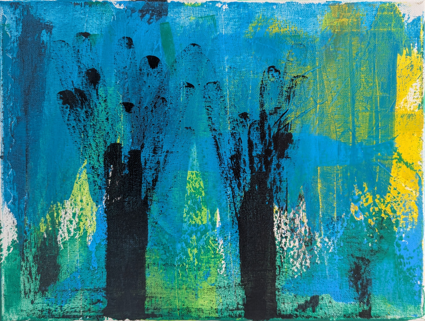 La forêt dans l'eau - peinture acrylique originale 40x30cm (2025)