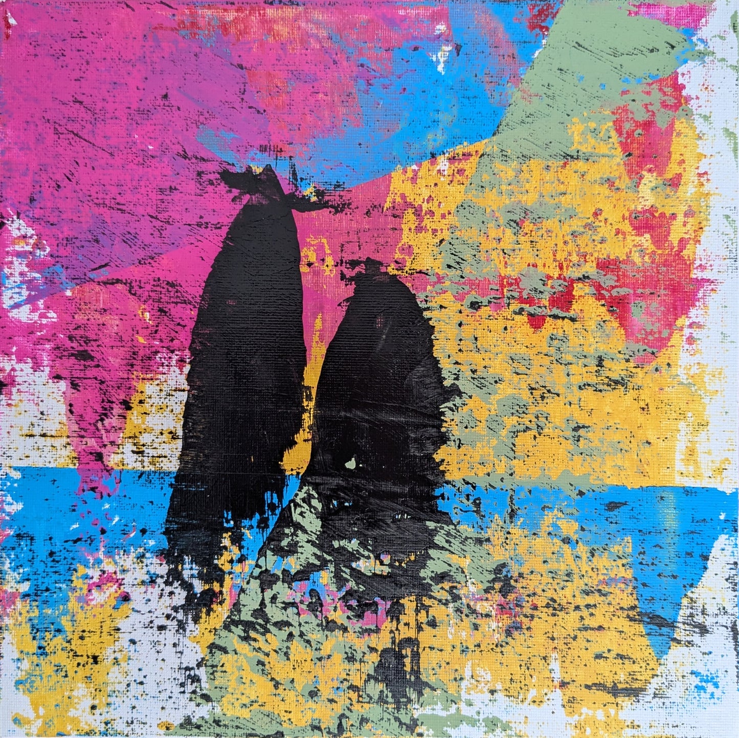 Les deux pierres - peinture acrylique originale 25x25cm (2025)