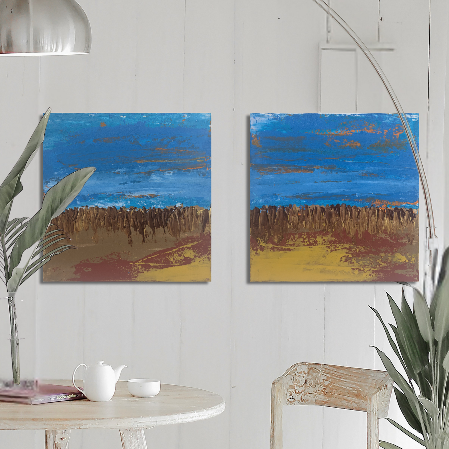 0317C - Diptyque peintures acryliques originales 25x25cm (2025)