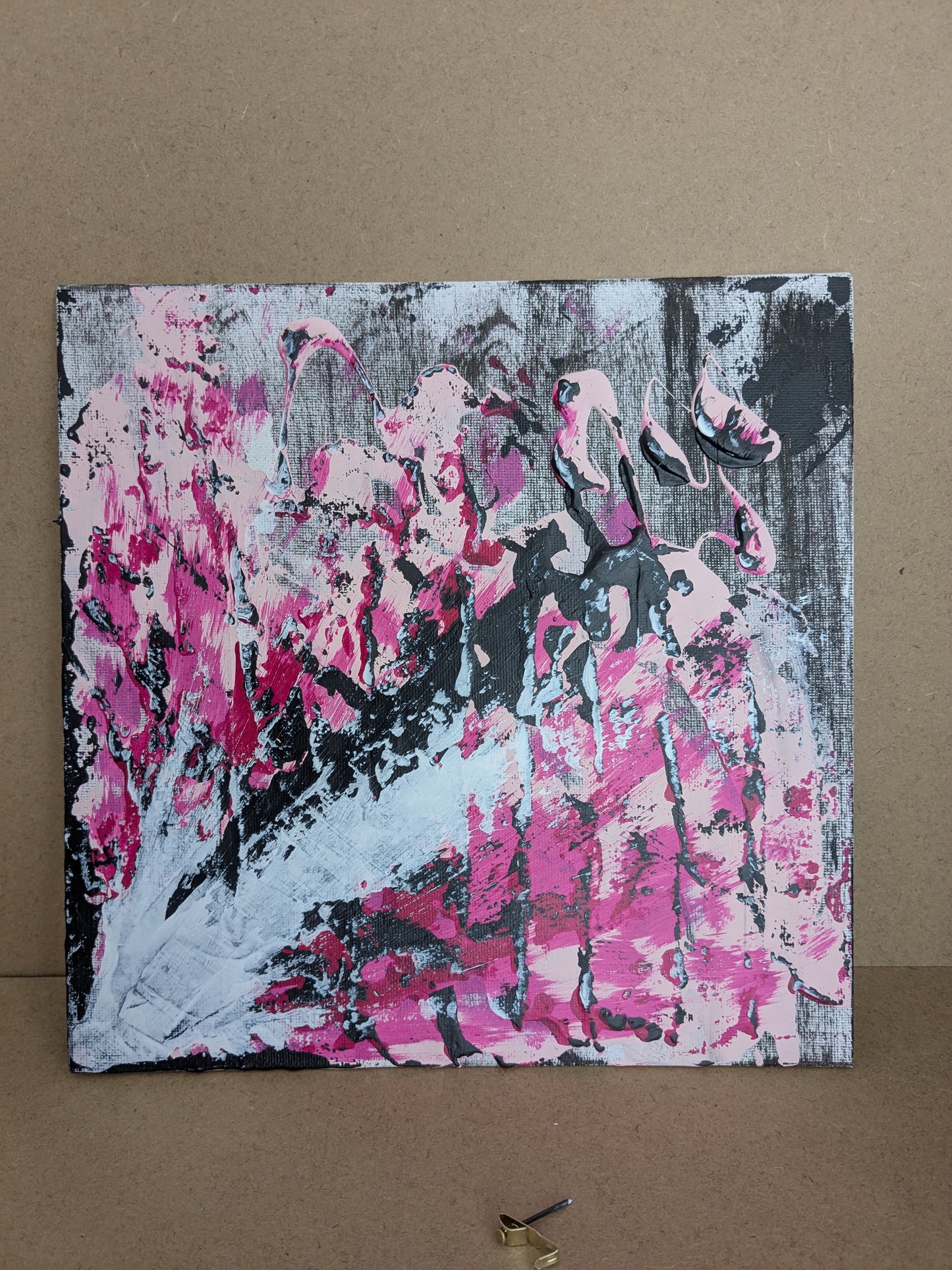 Le groupe des flamants roses - peinture acrylique originale 25x25cm (2025)