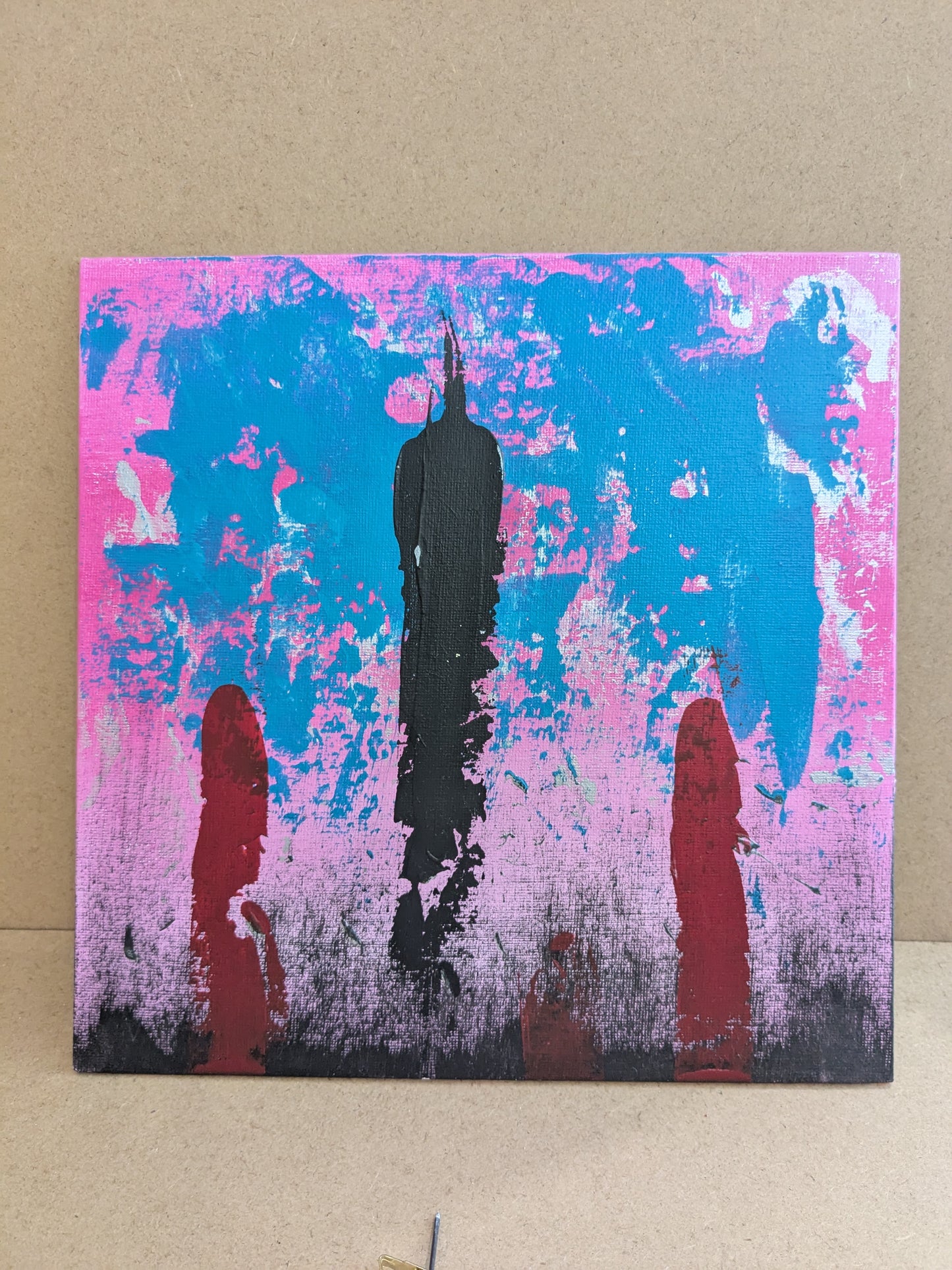 Les trois piliers - peinture acrylique originale 25x25cm (2025)