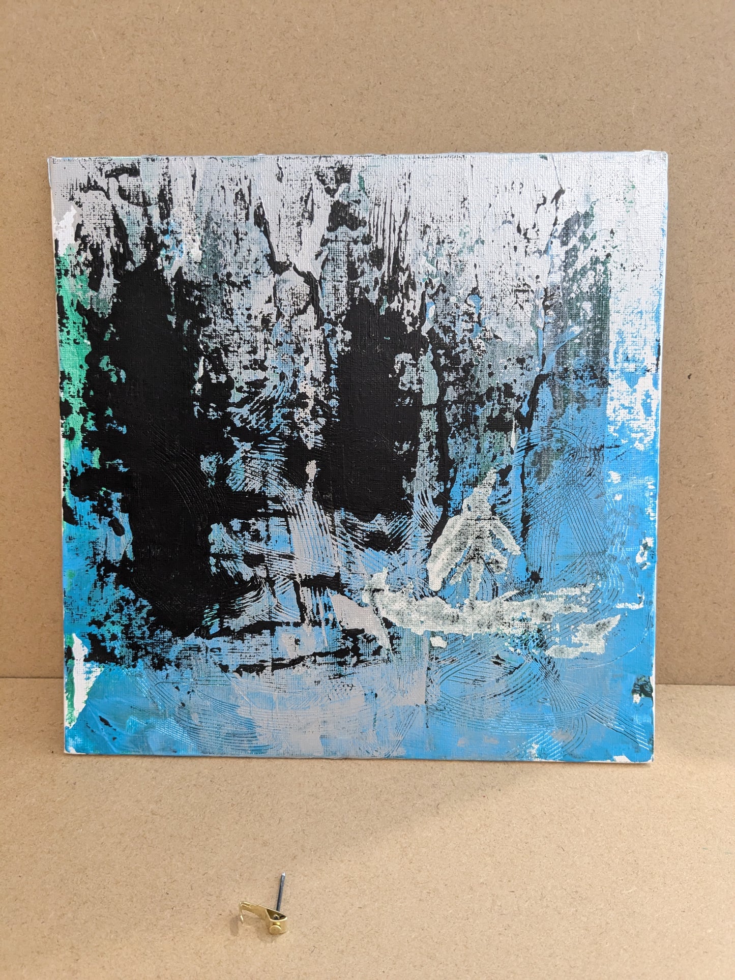 La barque vers la nuit - peinture acrylique originale 25x25cm (2025)