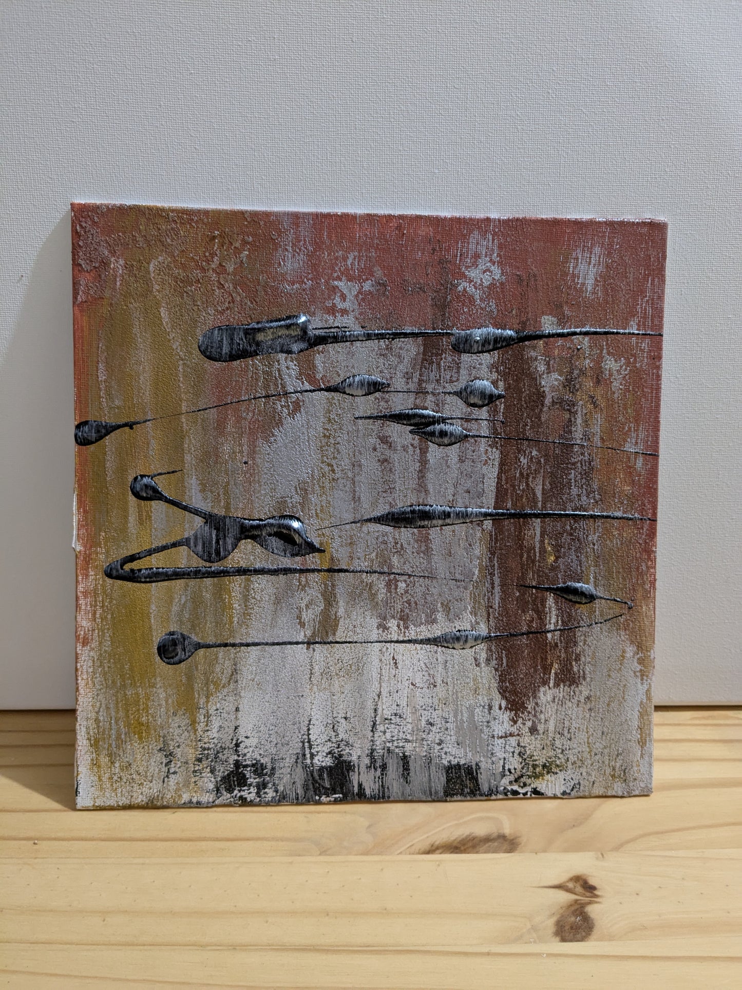 La ligne des vaisseaux spatiaux - peinture acrylique originale 25x25cm (2025)