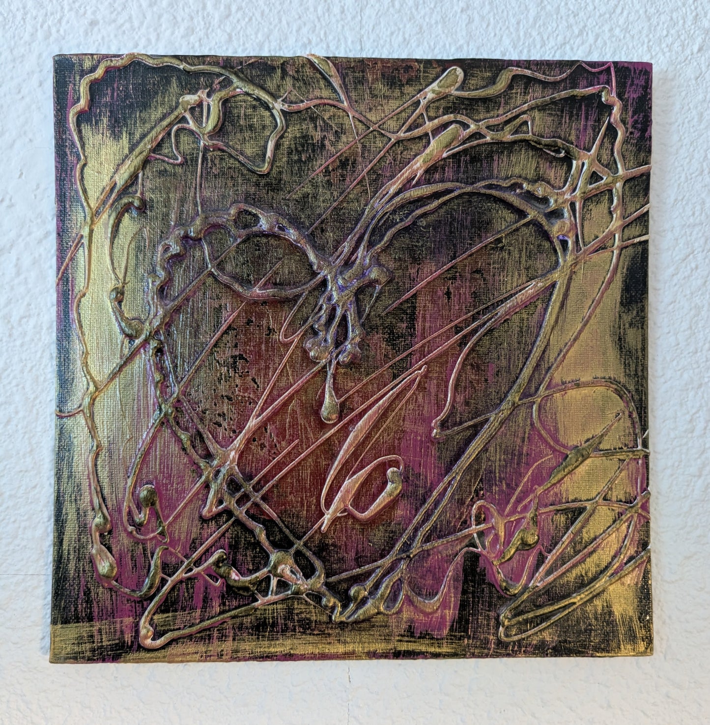 Le coeur emmêlé - peinture acrylique originale 25x25cm (2025)