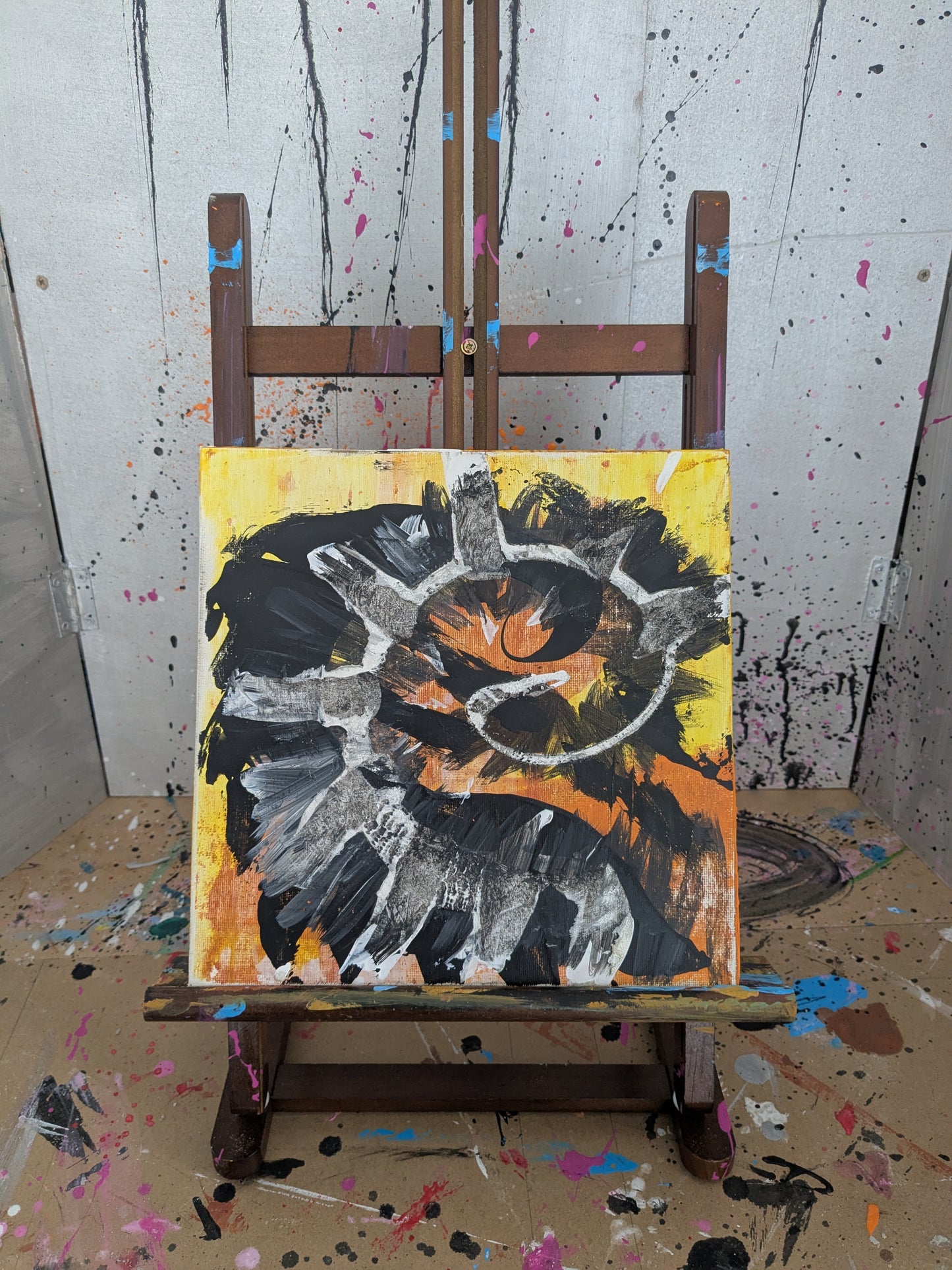 Le dinosaure - peinture acrylique originale 25x25cm (2025)