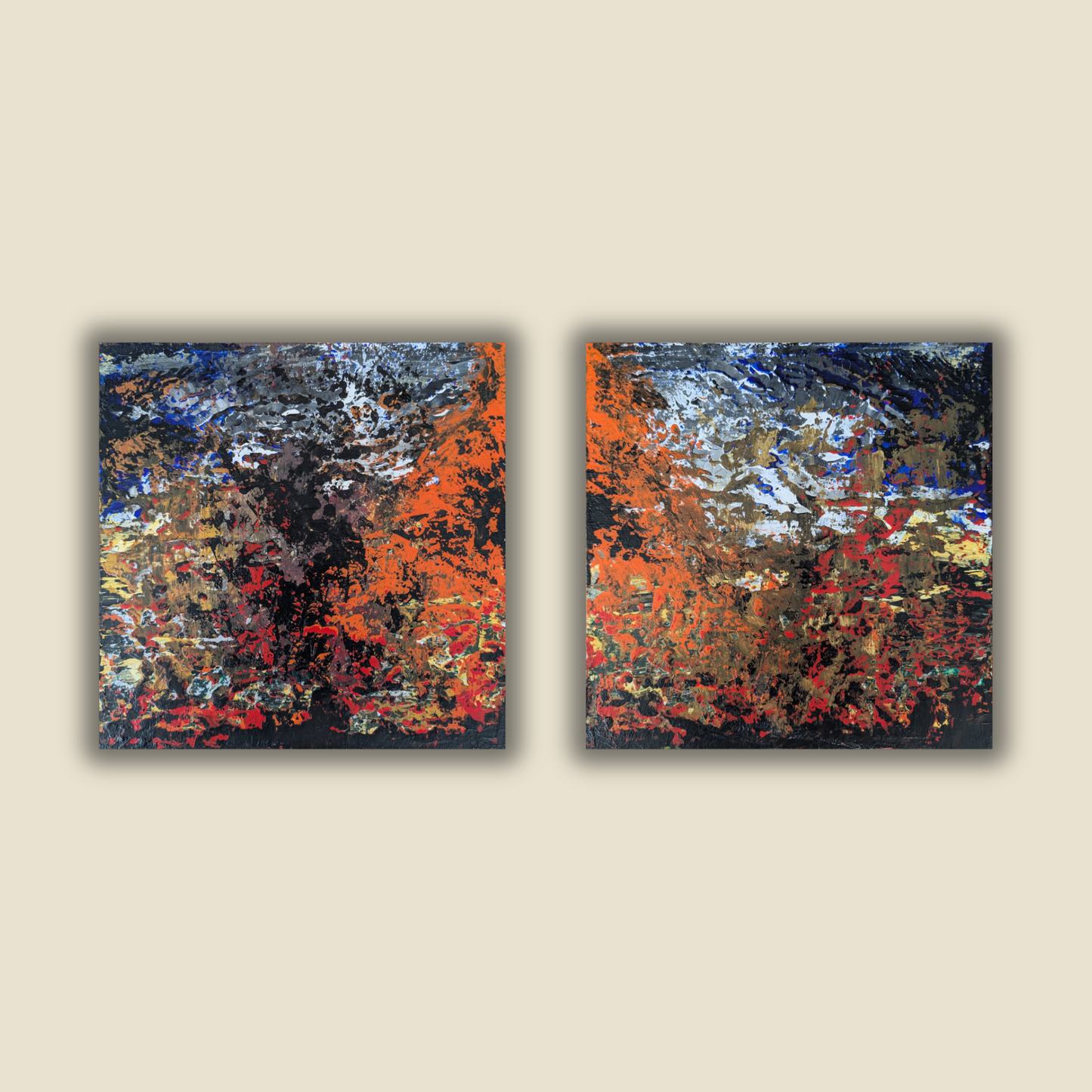 Sans titre 0706E - Diptyque peintures acryliques originales 25x25cm (2025)