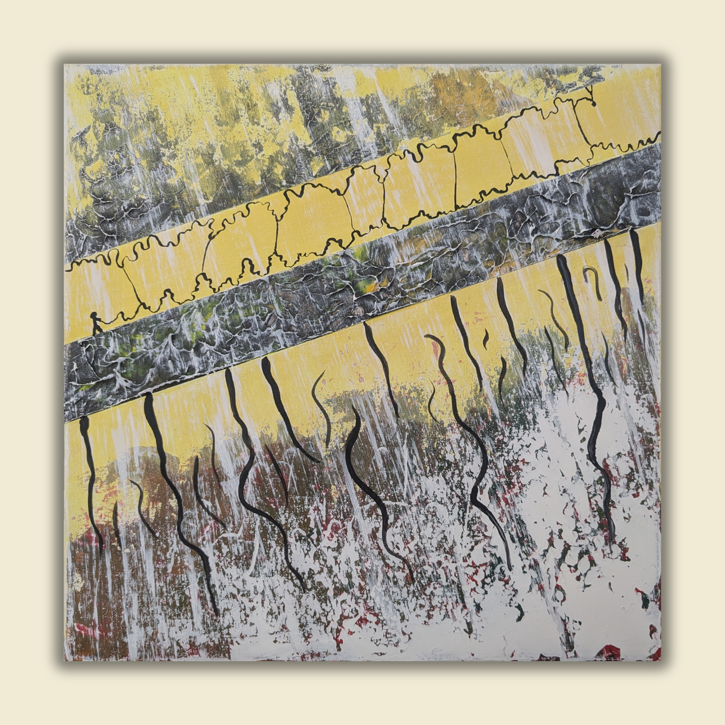 Tirer sur la ficelle - peinture acrylique originale 40x40cm (2025)