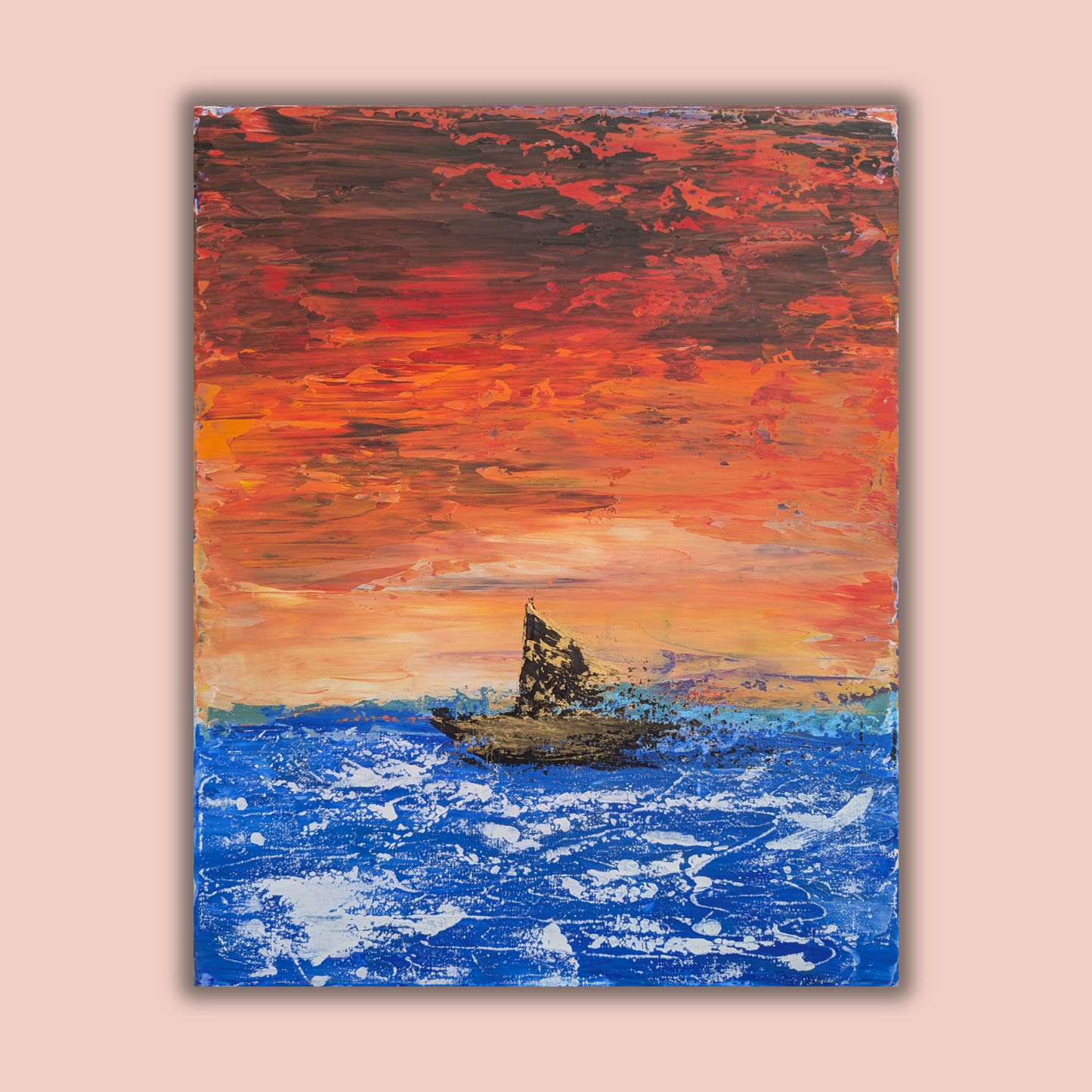 Le bateau sous le ciel - peinture acrylique originale 40x50cm (2025)