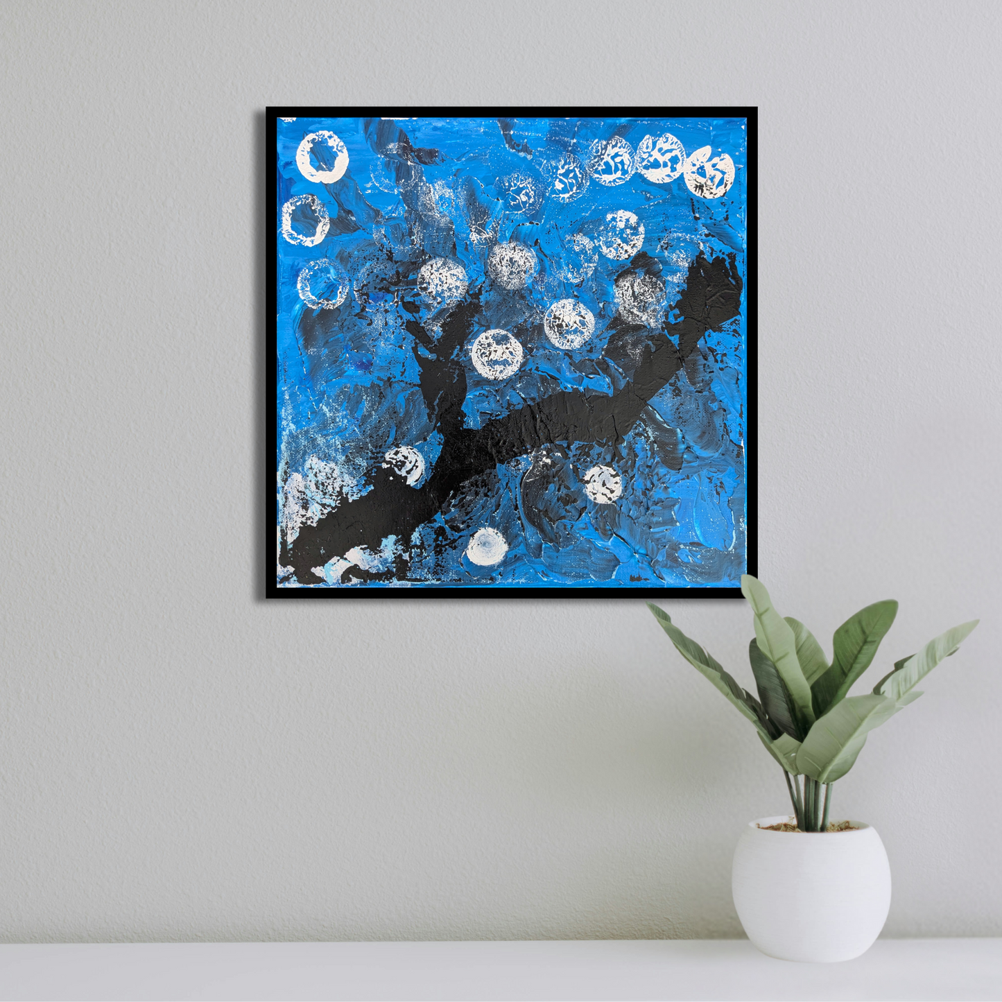 Branche nocturne - peinture acrylique originale 30x30cm (2025)