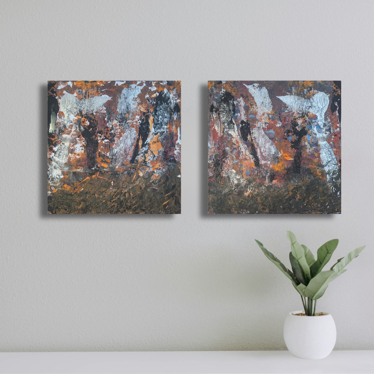 Sans titre 0603A - Diptyque peintures acryliques originales 25x25cm (2025)