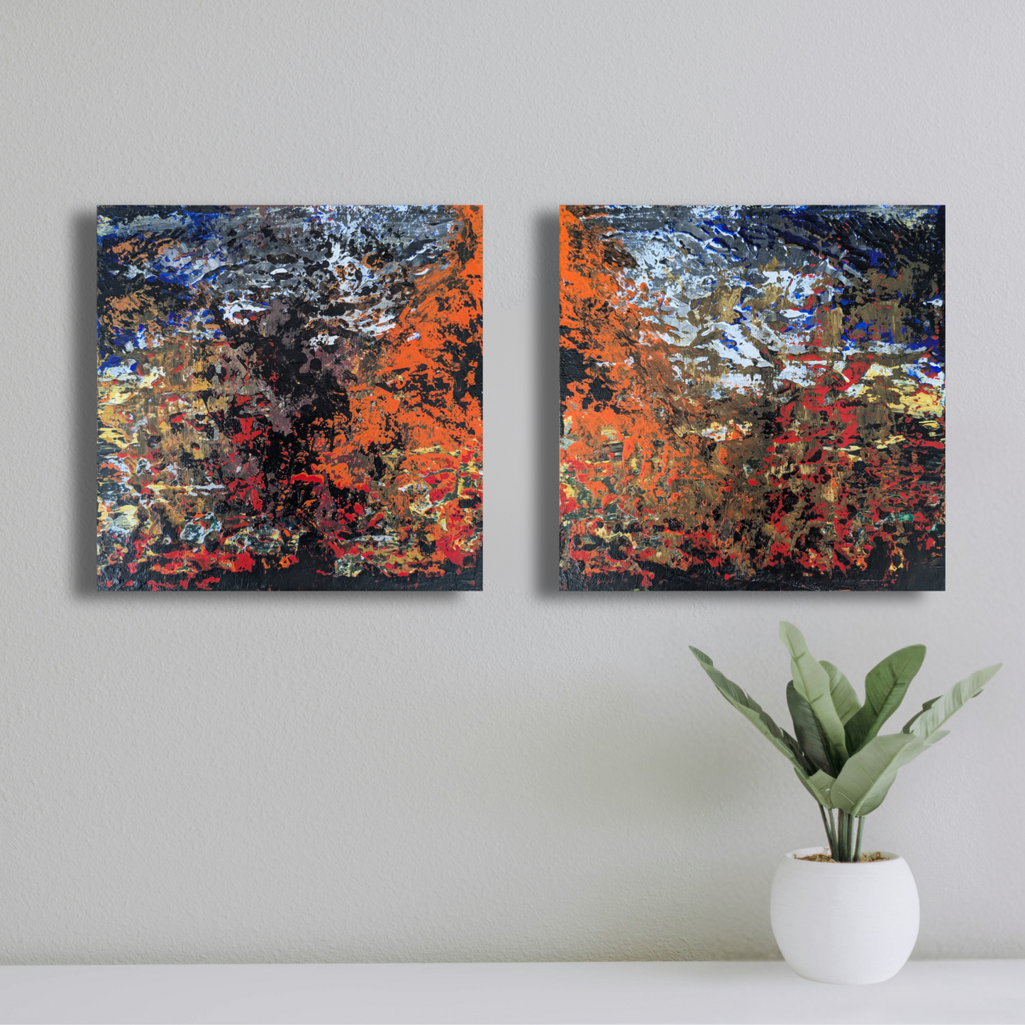 Sans titre 0706E - Diptyque peintures acryliques originales 25x25cm (2025)