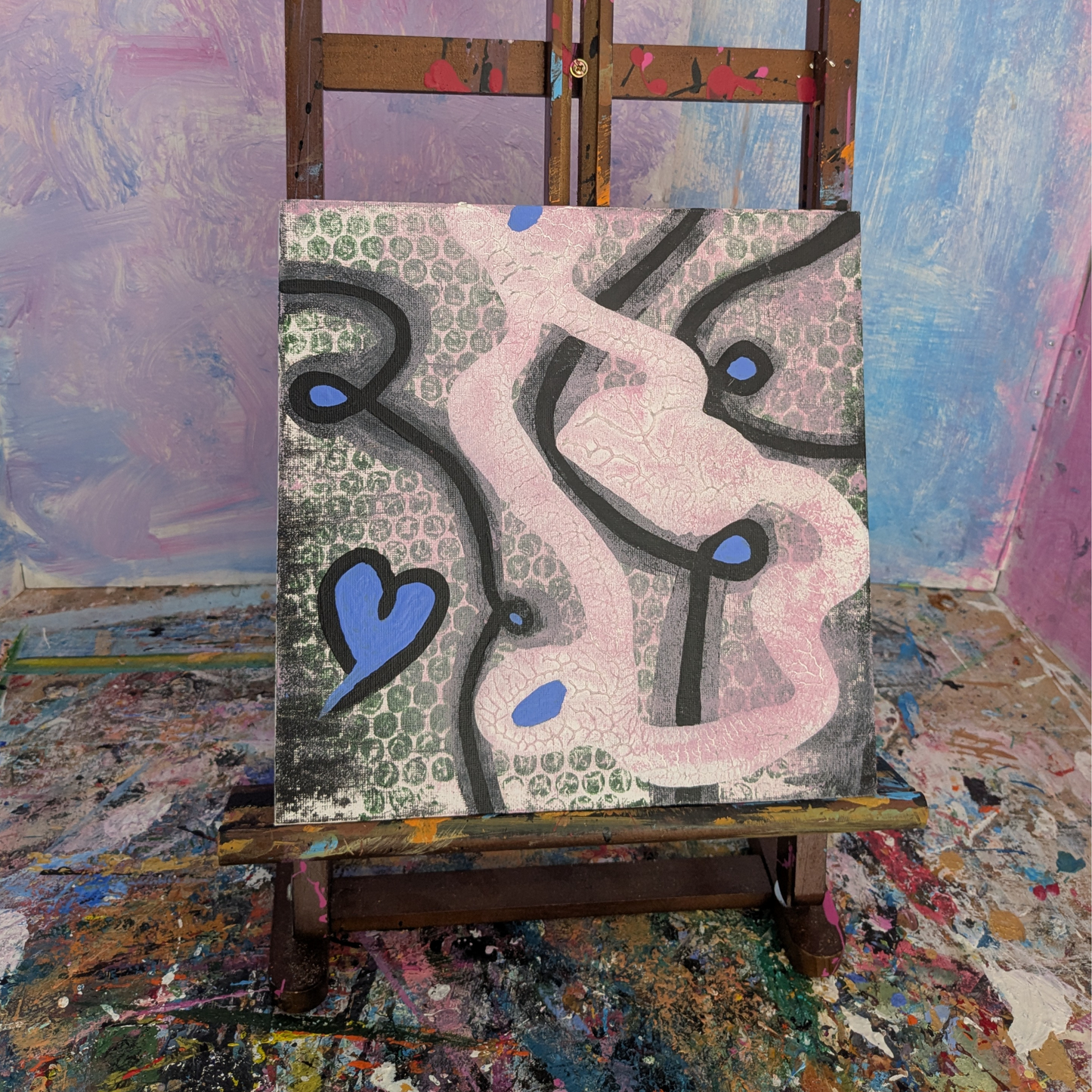 Sans titre 0703H - peinture acrylique originale 25x25cm (2025)