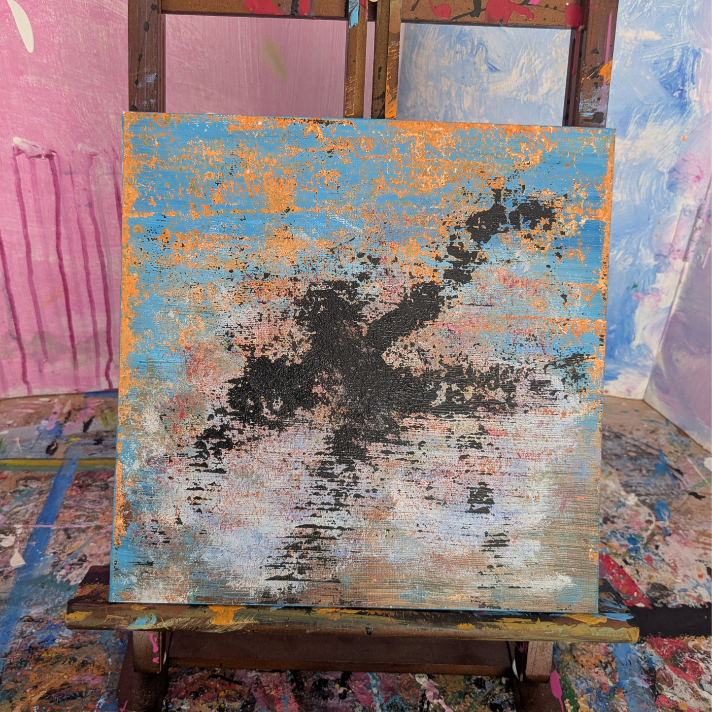 Sans titre 0718D - peinture acrylique originale 25x25cm (2025)