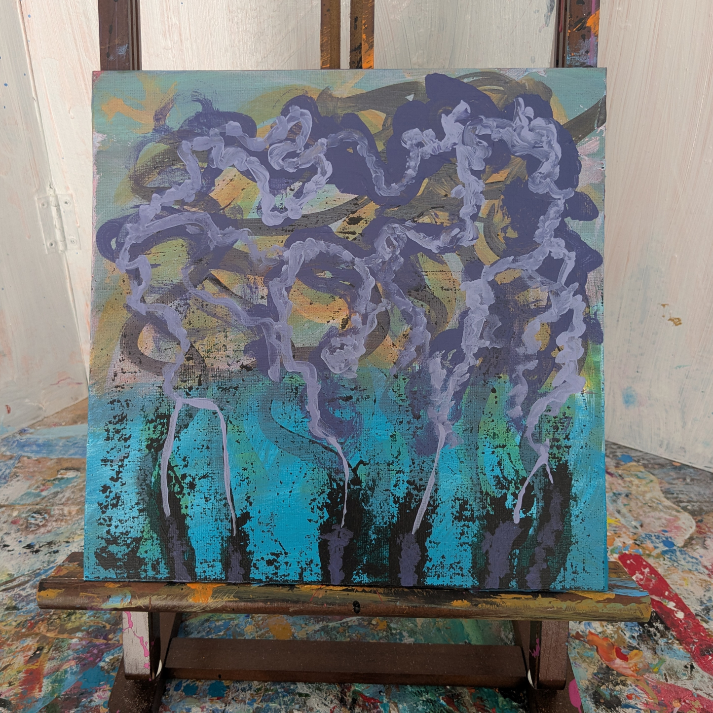 Echappée violette - peinture acrylique originale 25x25cm (2025)