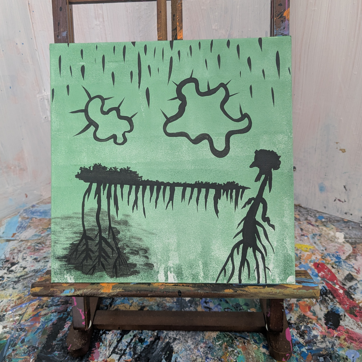 Vert - peinture acrylique originale 25x25cm (2025)