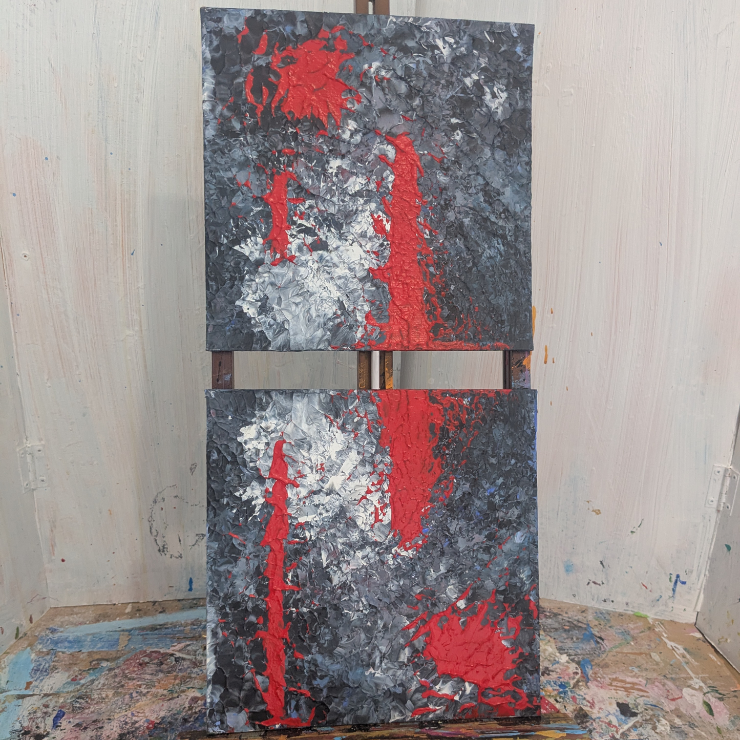 Sans titre 0602B - Diptyque peintures acryliques originales 25x25cm (2025)