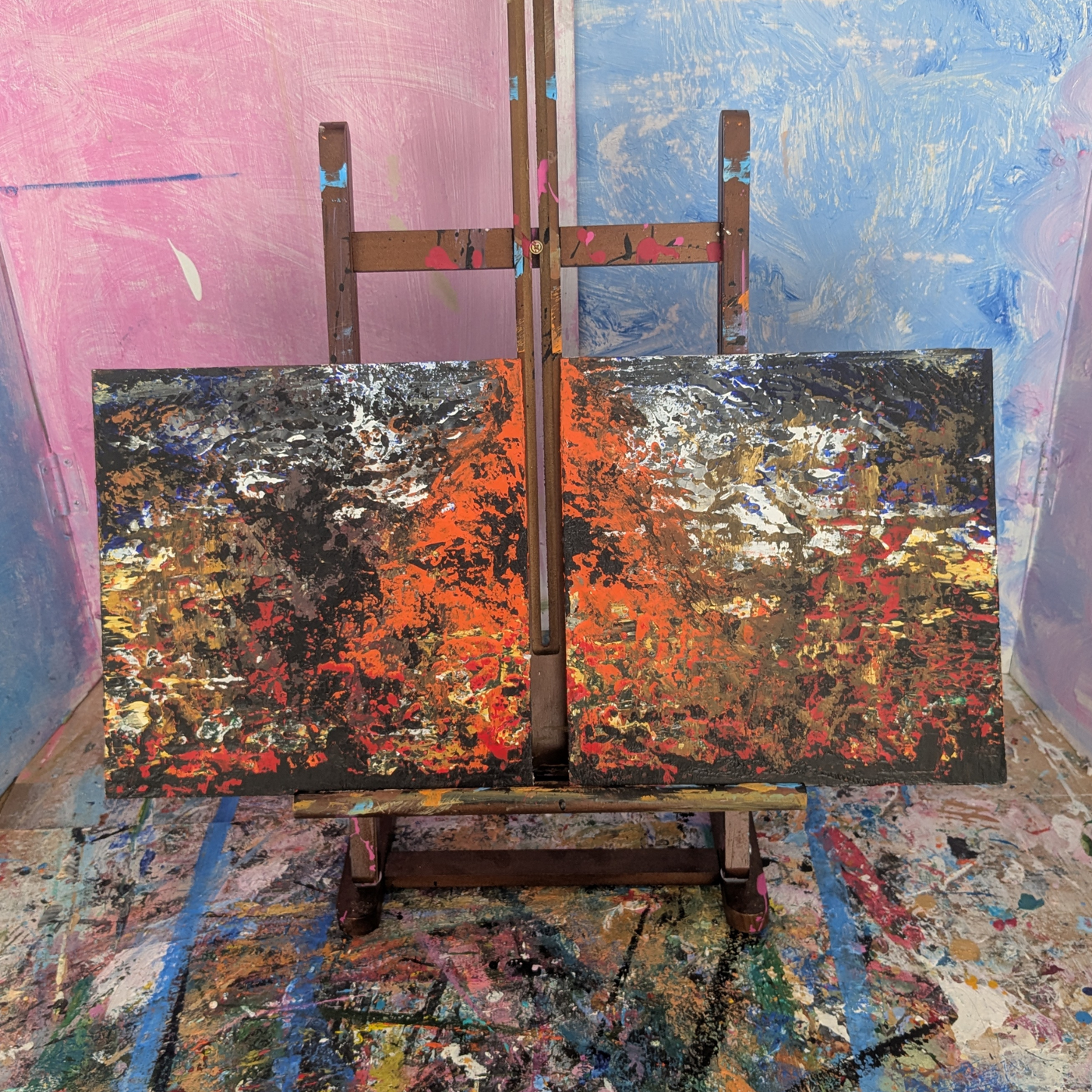 Sans titre 0706E - Diptyque peintures acryliques originales 25x25cm (2025)