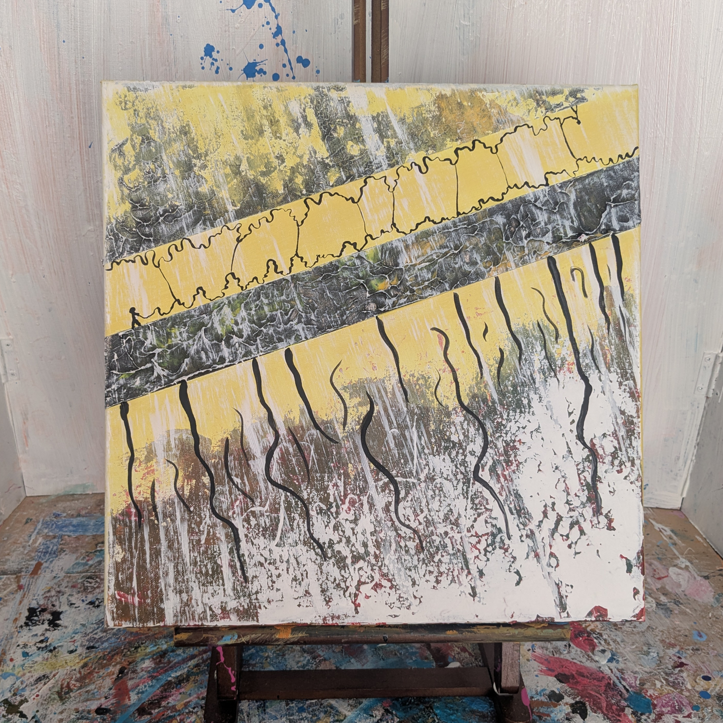 Tirer sur la ficelle - peinture acrylique originale 40x40cm (2025)