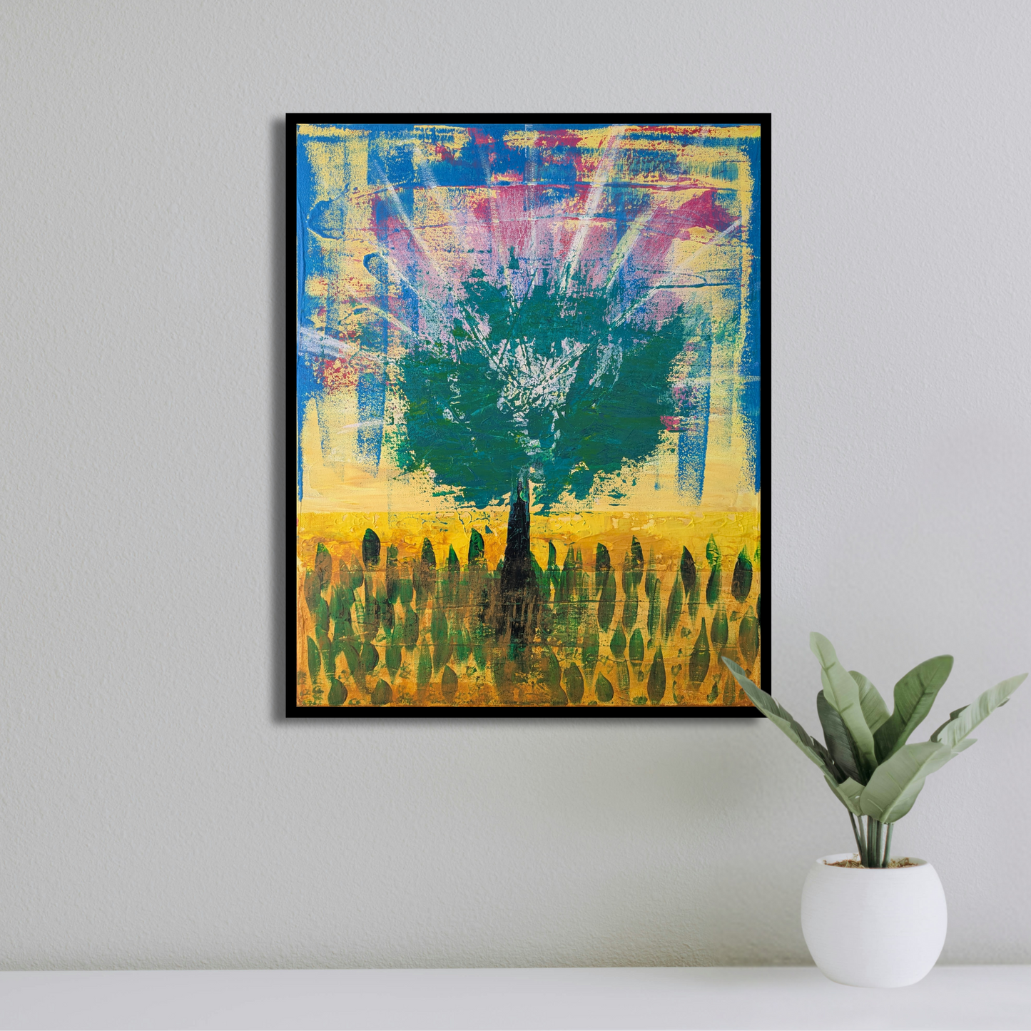 L'arbre qui rayonne - peinture acrylique originale 40x50cm (2025)