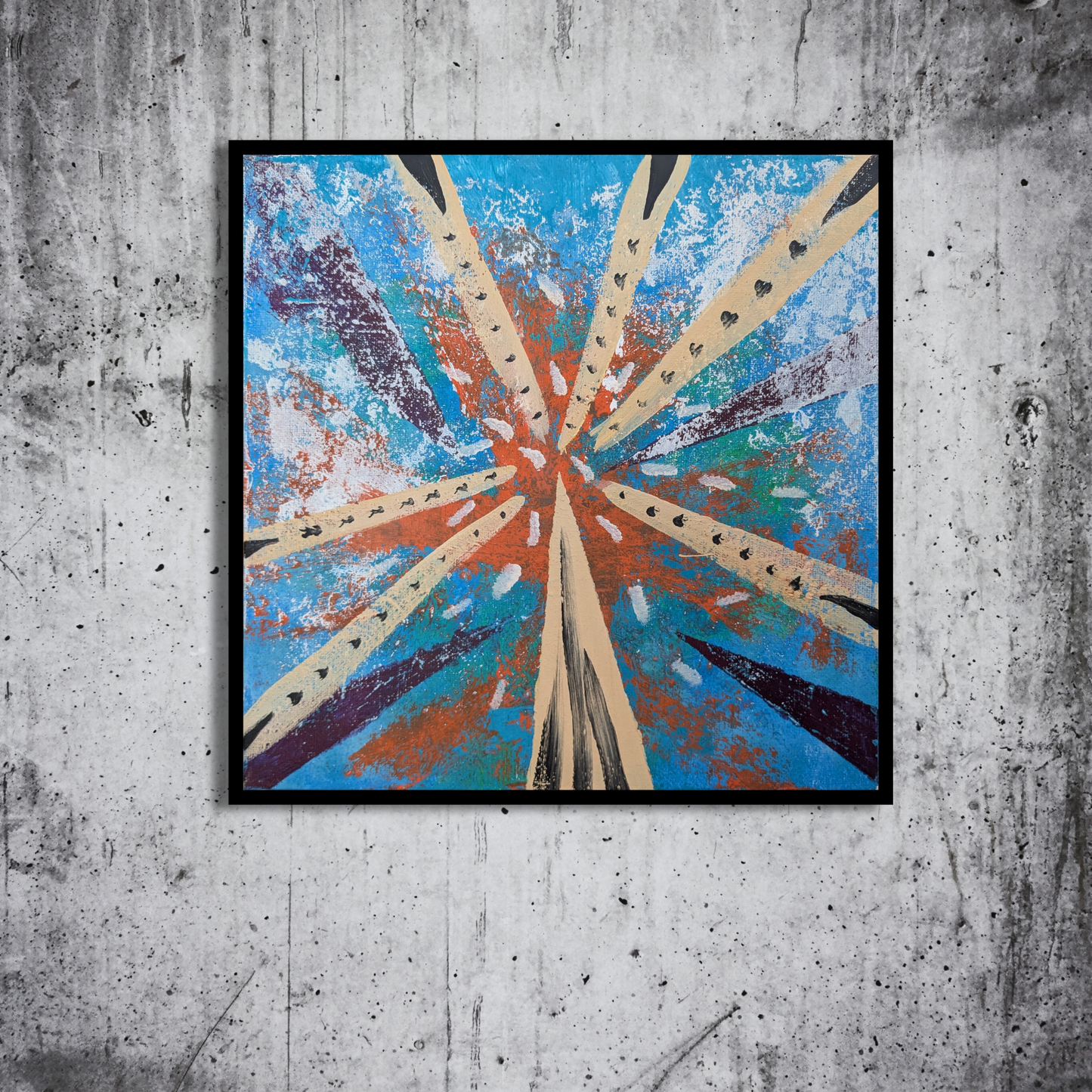 Confusion au centre - peinture acrylique originale 25x25cm (2025)