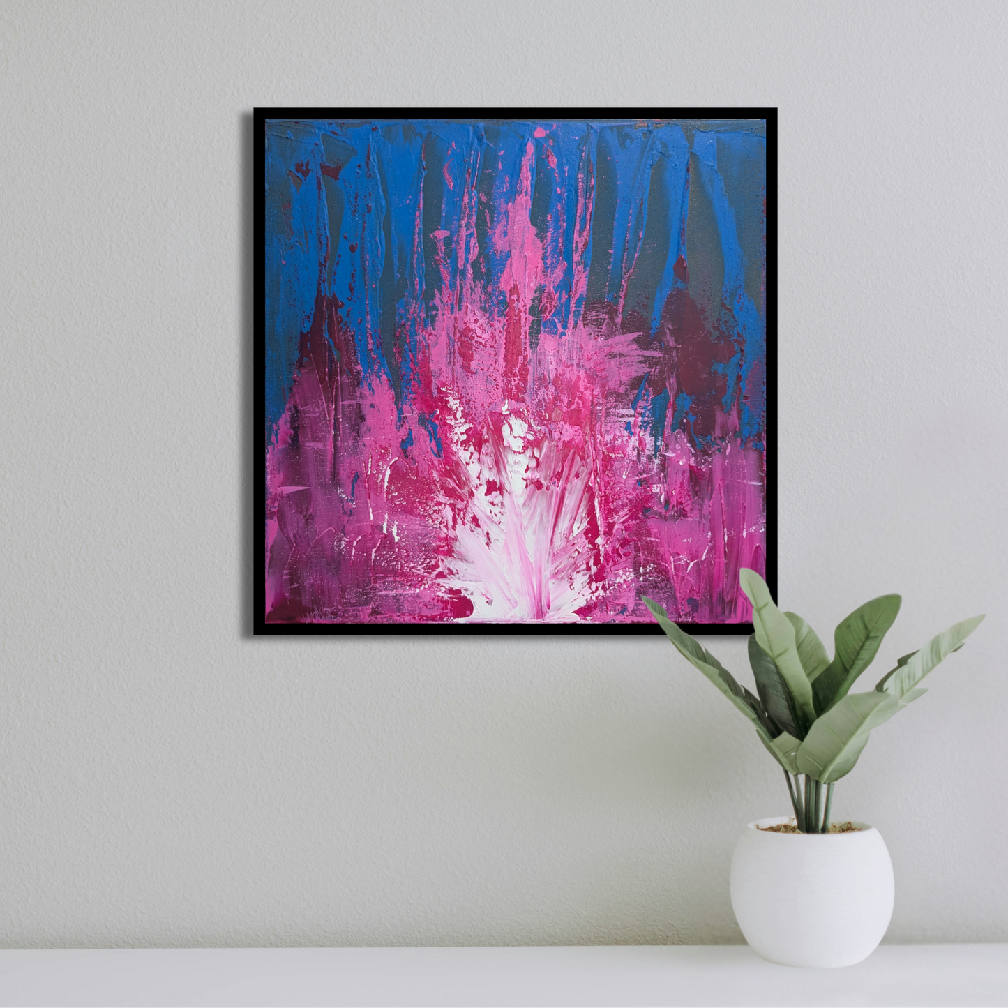 La grande fleur rose - peinture acrylique originale 40x40cm (2025)