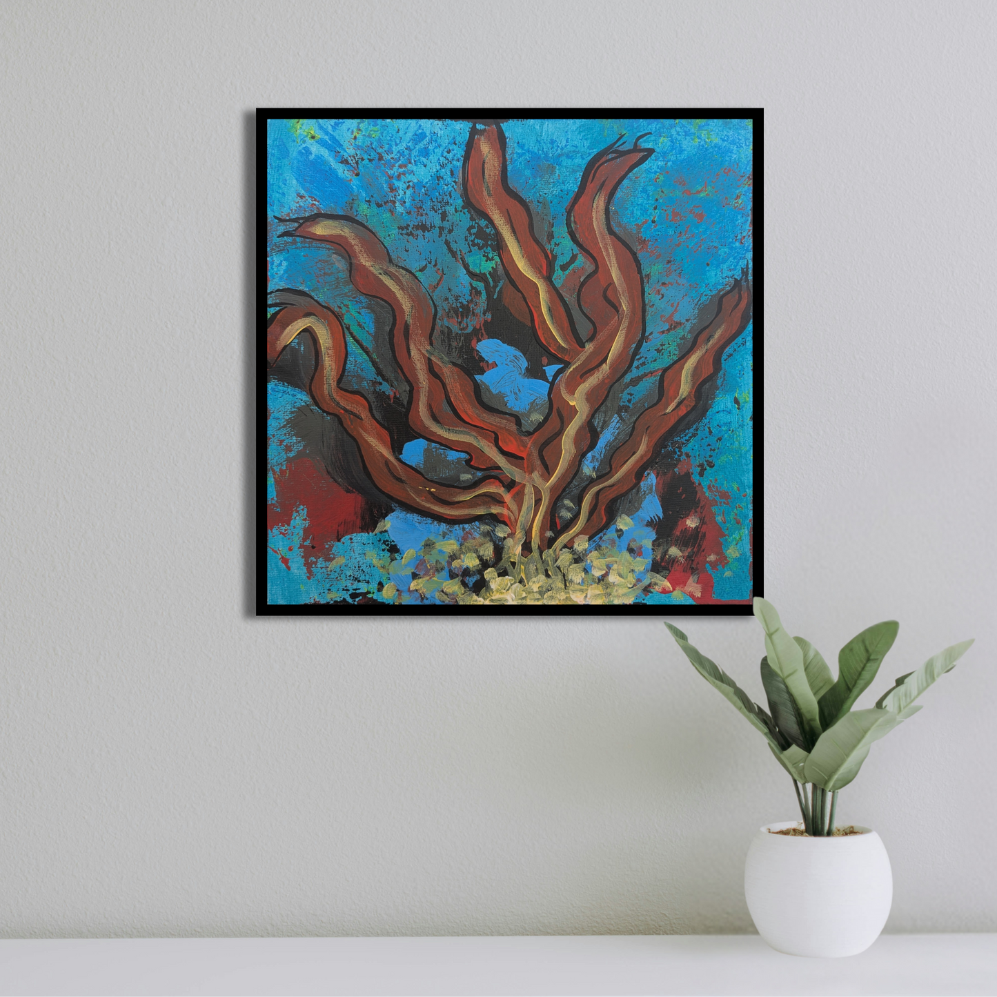 Flamme dansante - peinture acrylique originale 25x25cm (2025)