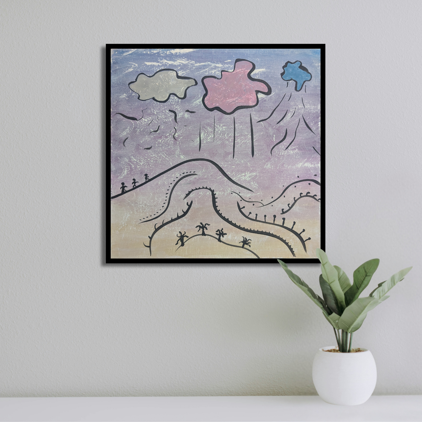 Sur le chemin - peinture acrylique originale 25x25cm (2025)