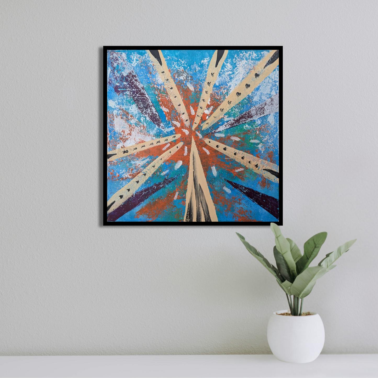 Confusion au centre - peinture acrylique originale 25x25cm (2025)