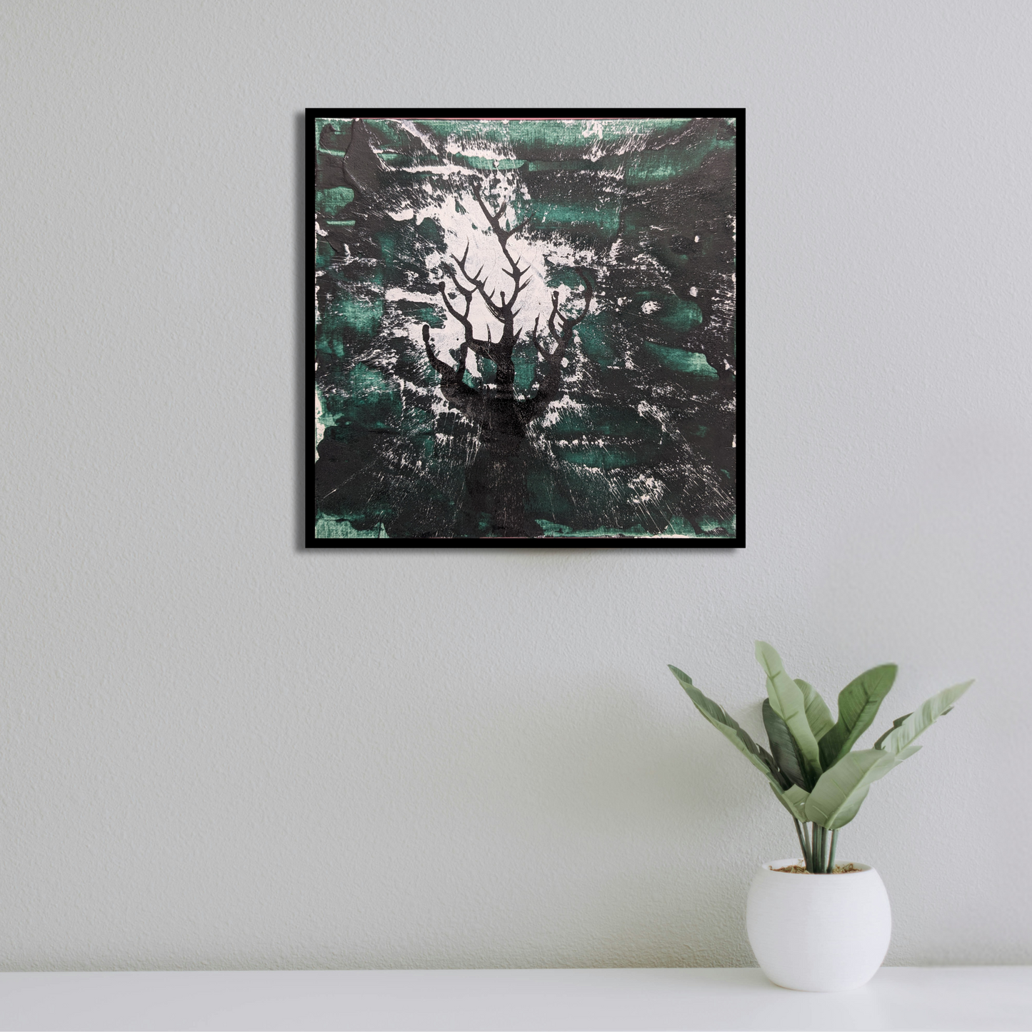 L'arbre sous l'orage - peinture acrylique originale 25x25cm (2025)