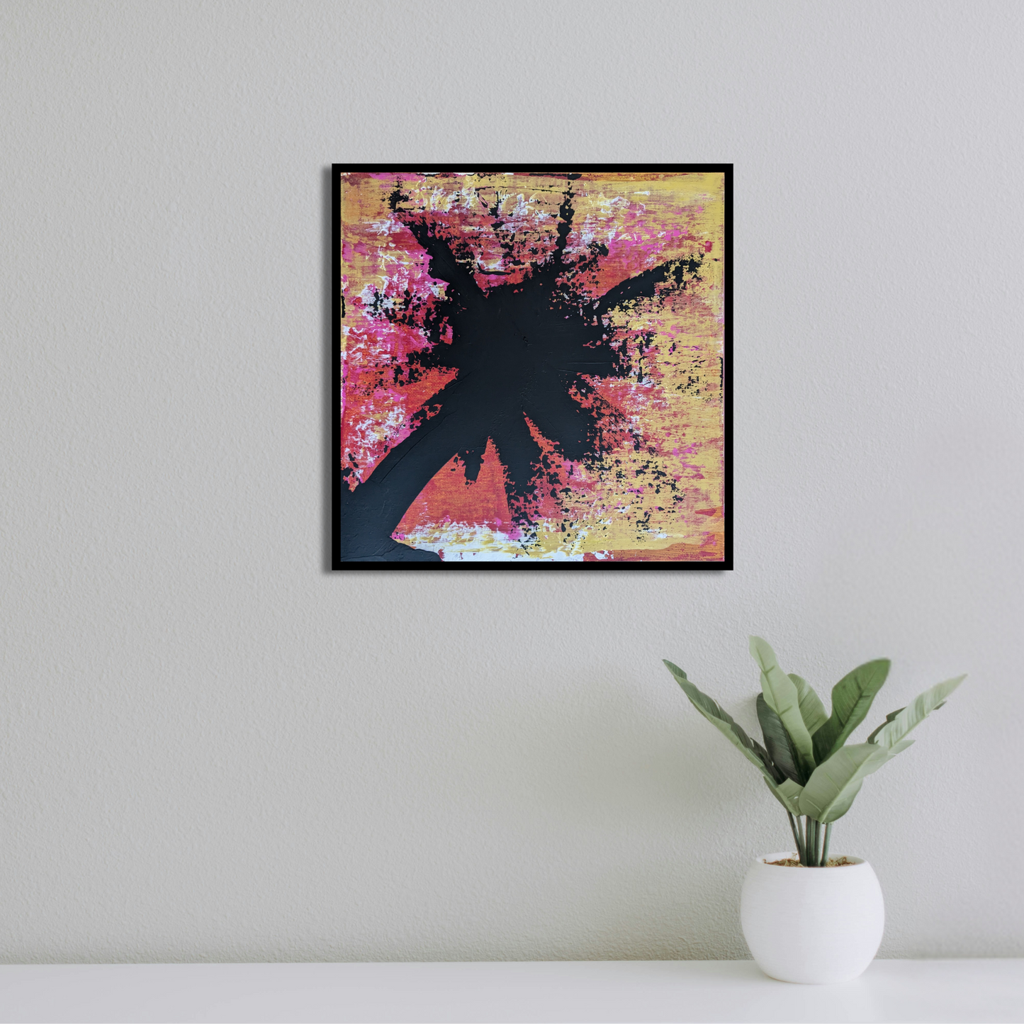 L'ombre du palmier - peinture acrylique originale 25x25cm (2025)